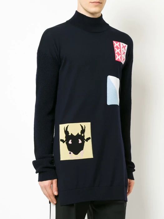 Pre-owned Jw Anderson Nwt Patches Sweater S In Navy