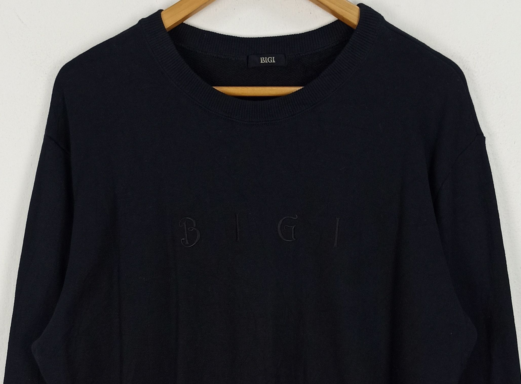 image of Mens Bigi Sweatshirt Embroidered Big Logo Spell Out in Black (Size Large)