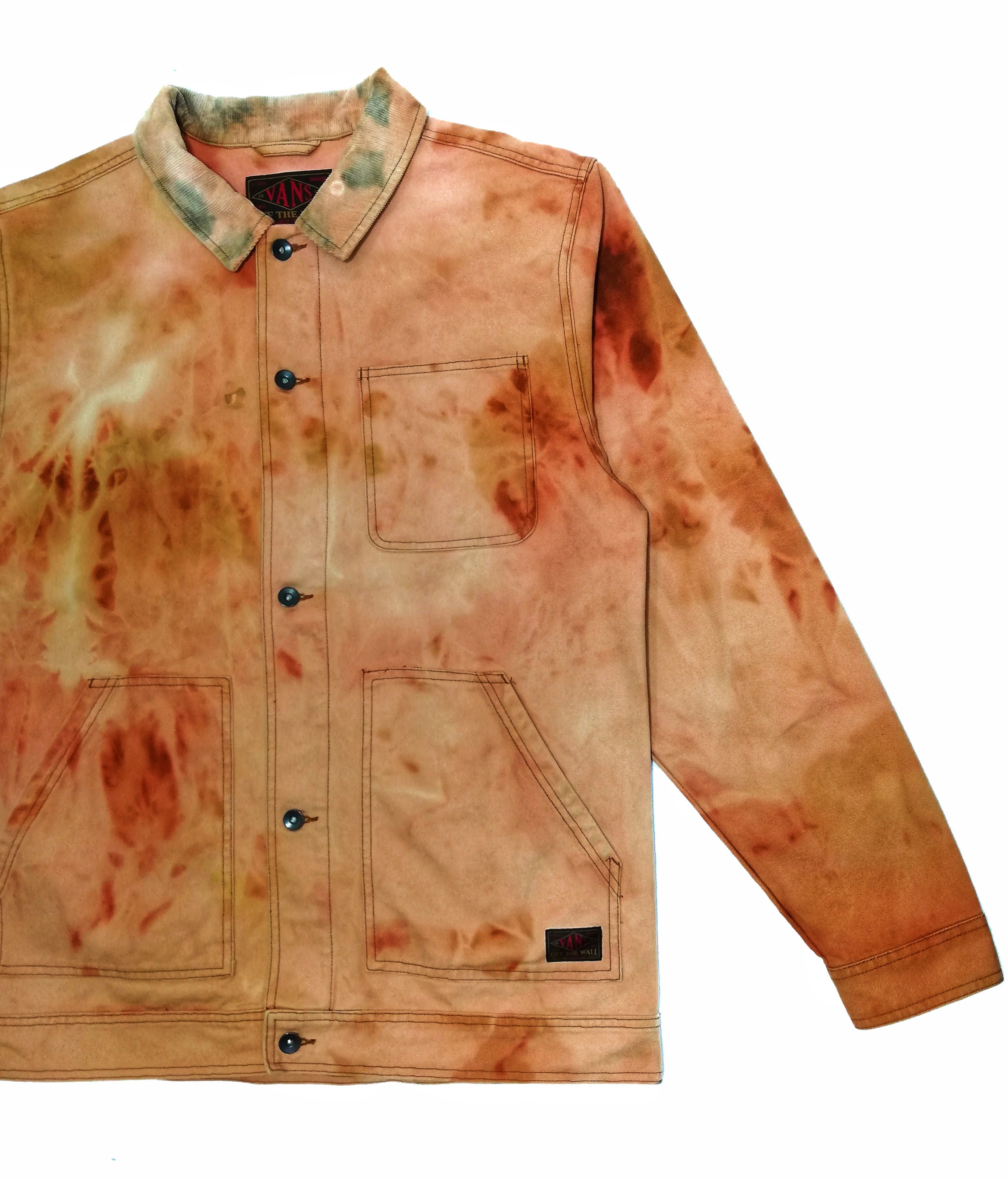 Vans 🔥Of The Wall Faded Brown Tie Die Worker Jacket Cotton🔥 Size US XL / EU 56 / 4 - 4 Thumbnail