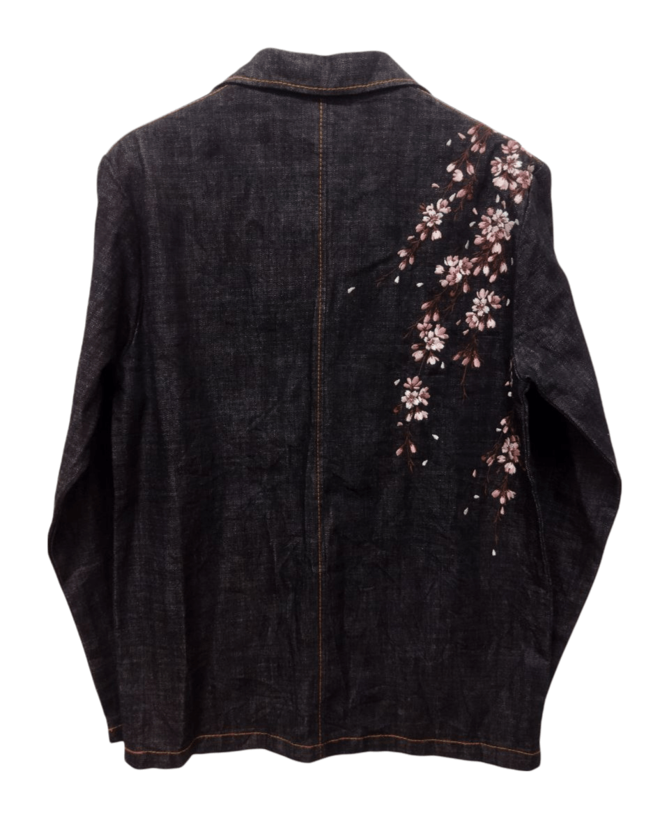 Japanese Brand Japanese Clasic Script Sakura Embroidery Denim Jacket Size US L / EU 52-54 / 3 - 2 Thumbnail