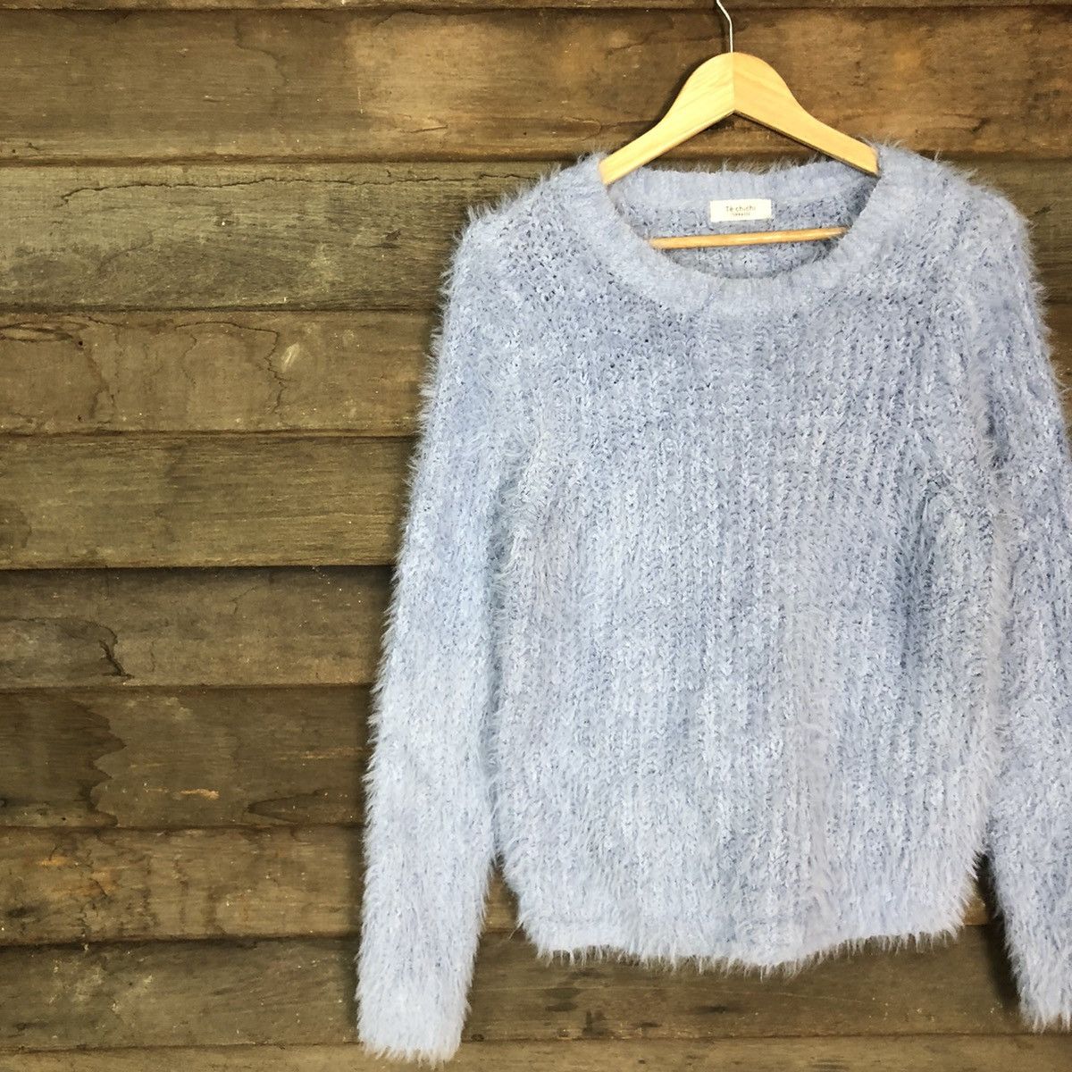 Homespun Knitwear × Japanese Brand Te’Chichi Blue Mohair shag shaggy fur Knitwear #c1037 Size US M / EU 48-50 / 2 - 7 Thumbnail