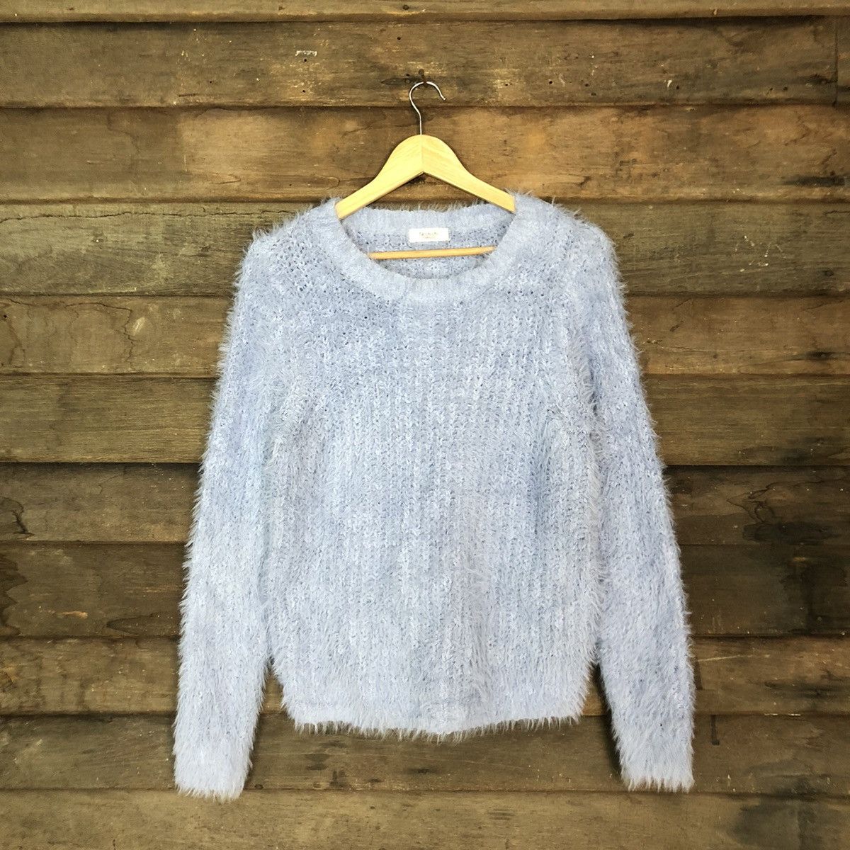 image of Homespun Knitwear Te’Chichi Blue Mohair Shag Shaggy Fur Knitwear C1037, Men's (Size Medium)