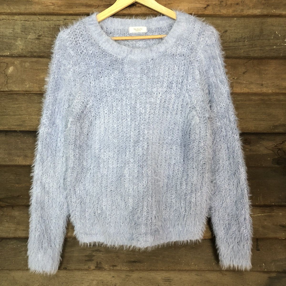 Homespun Knitwear × Japanese Brand Te’Chichi Blue Mohair shag shaggy fur Knitwear #c1037 Size US M / EU 48-50 / 2 - 8 Thumbnail