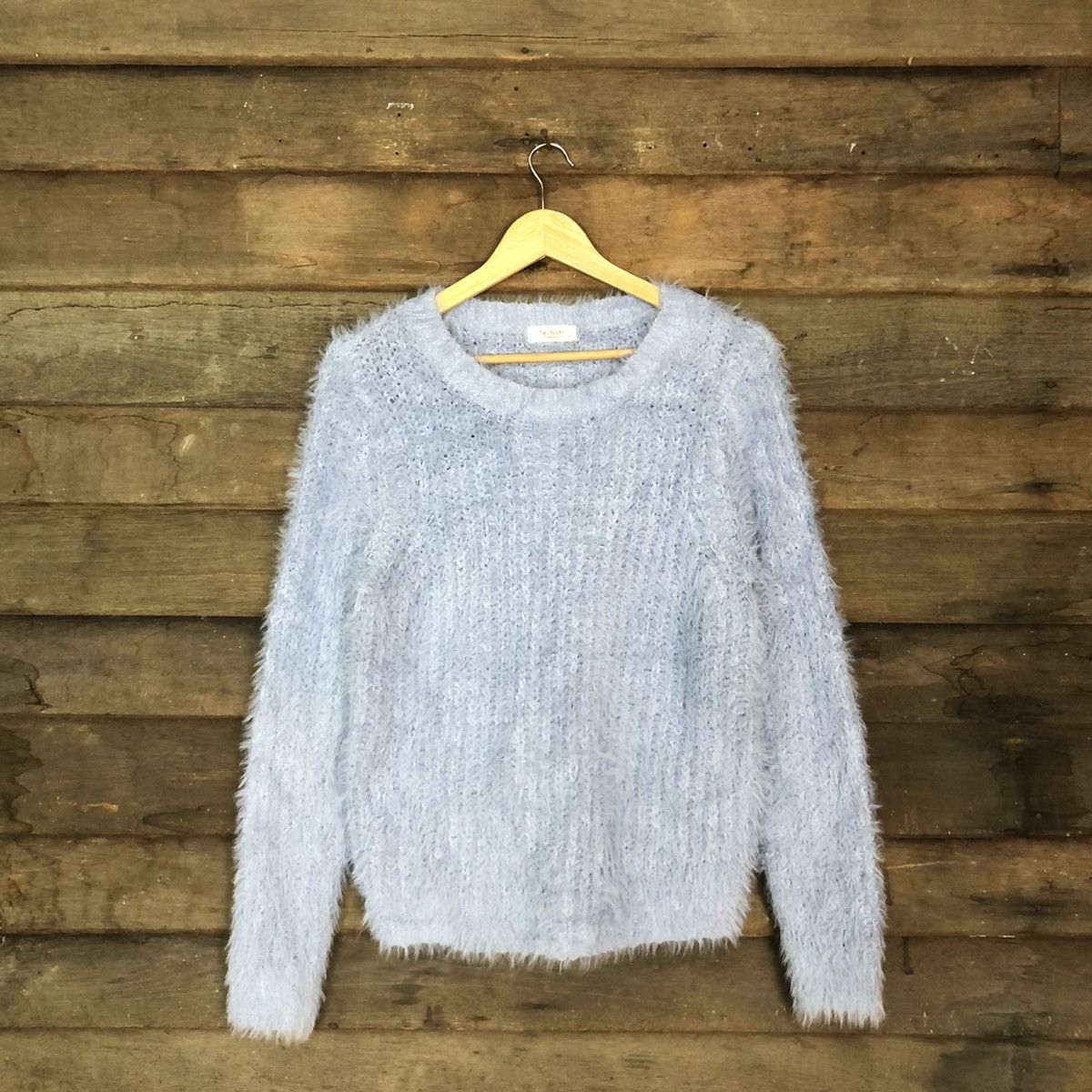 Homespun Knitwear × Japanese Brand Te’Chichi Blue Mohair shag shaggy fur Knitwear #c1037 Size US M / EU 48-50 / 2 - 3 Thumbnail