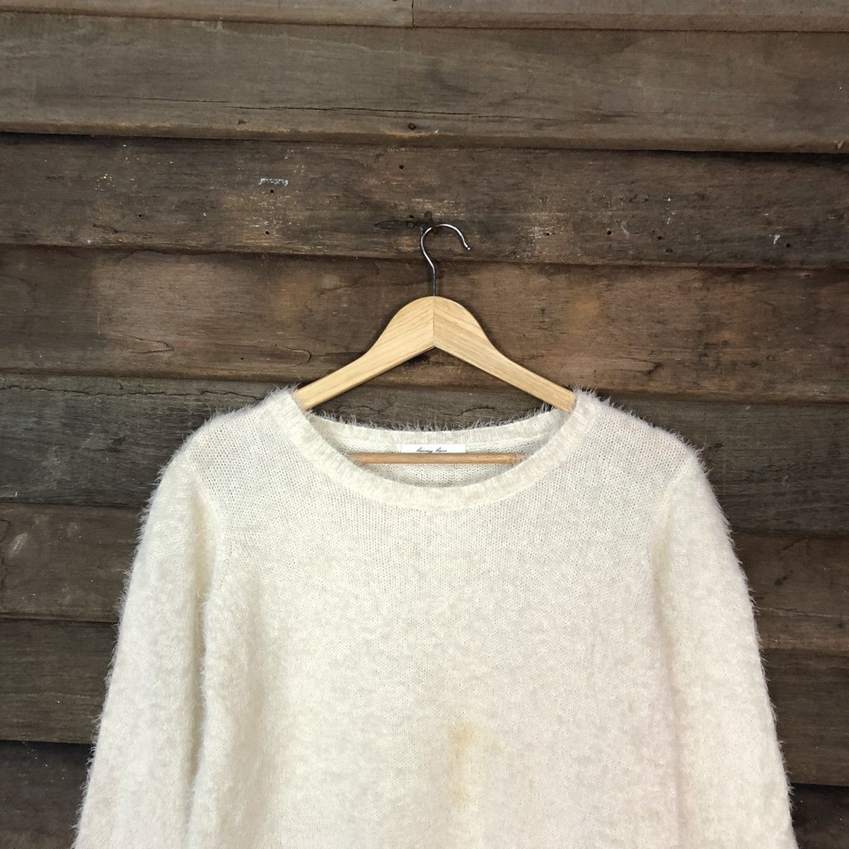 Homespun Knitwear DLL Japan Cream Mohair Shag Shaggy fur Knitwear #c1044 Size US S / EU 44-46 / 1 - 2 Thumbnail