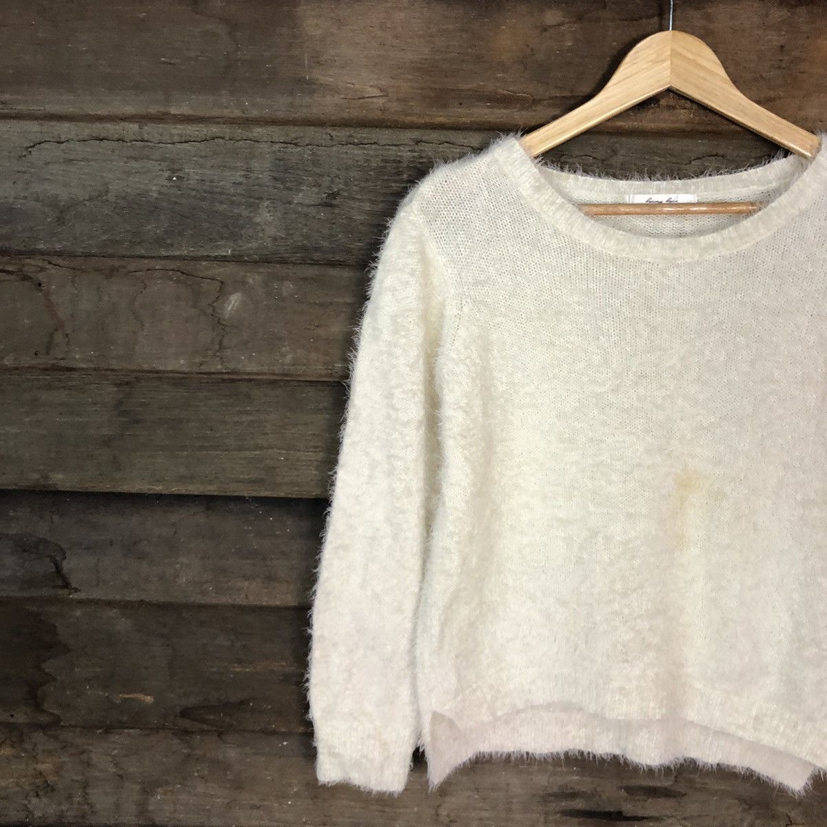 Homespun Knitwear DLL Japan Cream Mohair Shag Shaggy fur Knitwear #c1044 Size US S / EU 44-46 / 1 - 7 Thumbnail
