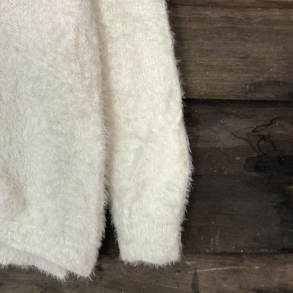 Homespun Knitwear DLL Japan Cream Mohair Shag Shaggy fur Knitwear #c1044 Size US S / EU 44-46 / 1 - 4 Thumbnail