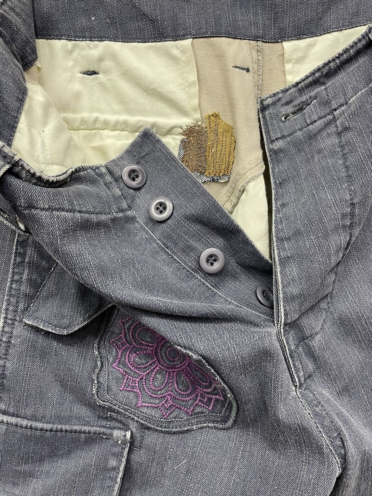 Japanese Brand 🔥Sukajan KU Tiger & Flowers Embroidery Cargo Pants Karakuri Size US 29 - 10 Thumbnail
