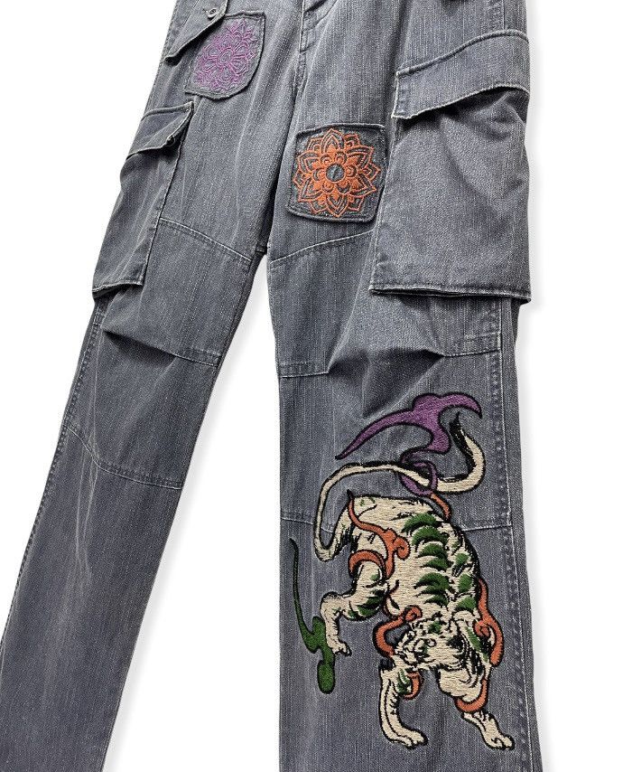 Japanese Brand 🔥Sukajan KU Tiger & Flowers Embroidery Cargo Pants Karakuri Size US 29 - 1 Thumbnail