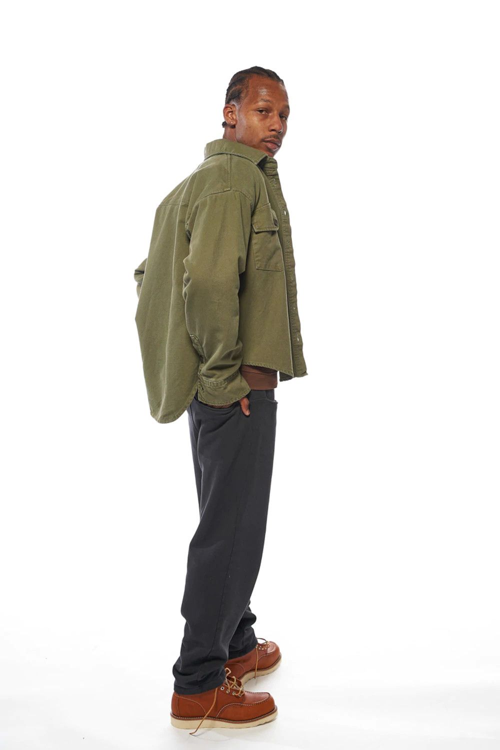 Other Darryl Brown Military Work Shirt Olive Green Size US XL / EU 56 / 4 - 8 Thumbnail