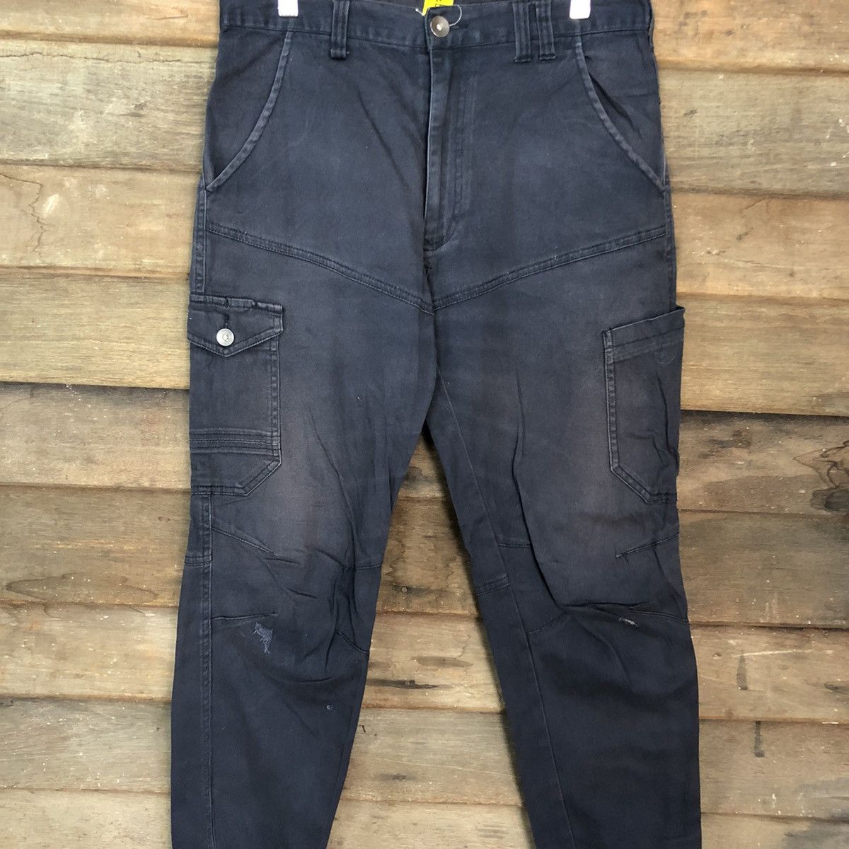 Japanese Brand Jogger Stretch Dark Blue faded utility Cargo Pants #4395 Size US 31 - 4 Thumbnail