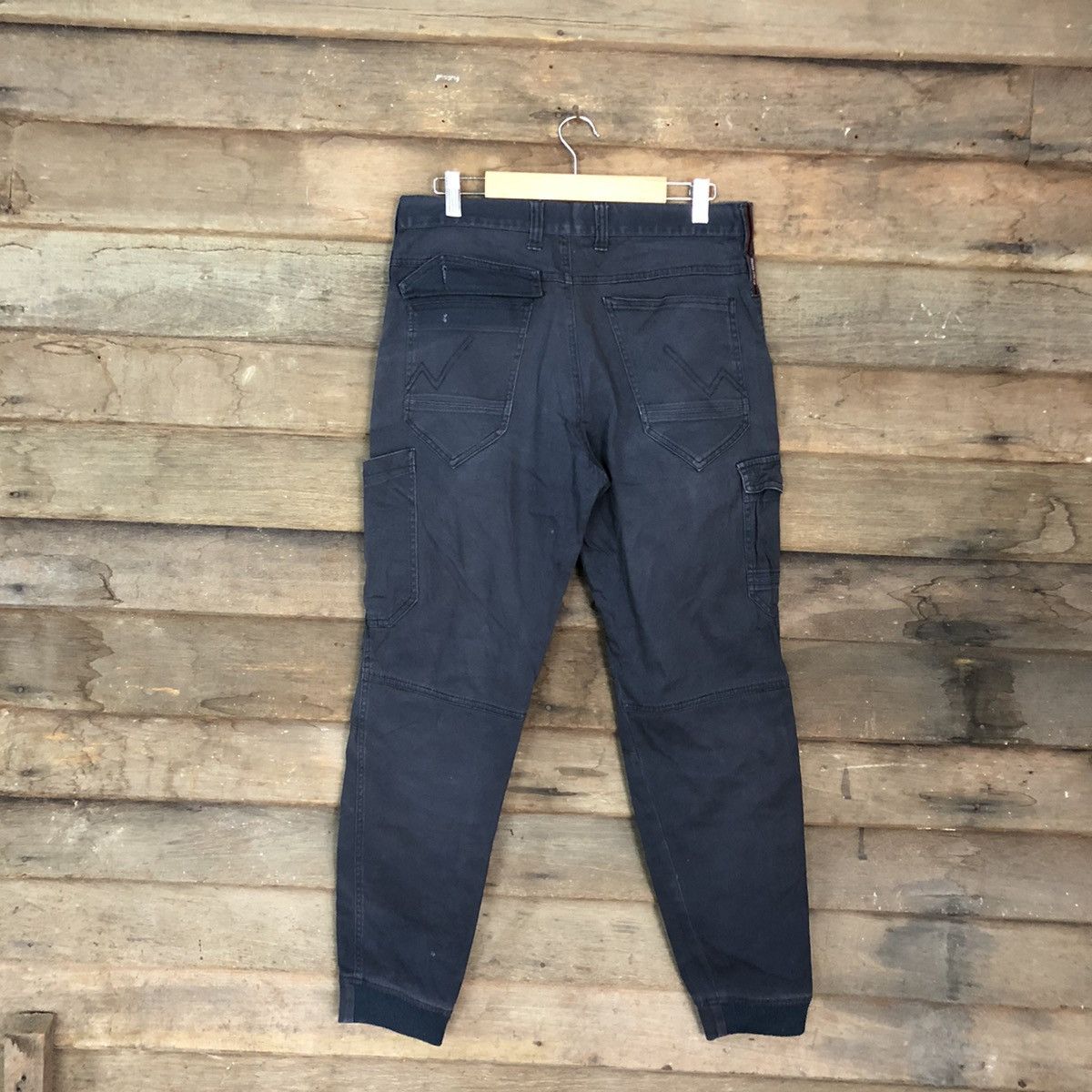 Japanese Brand Jogger Stretch Dark Blue faded utility Cargo Pants #4395 Size US 31 - 9 Thumbnail