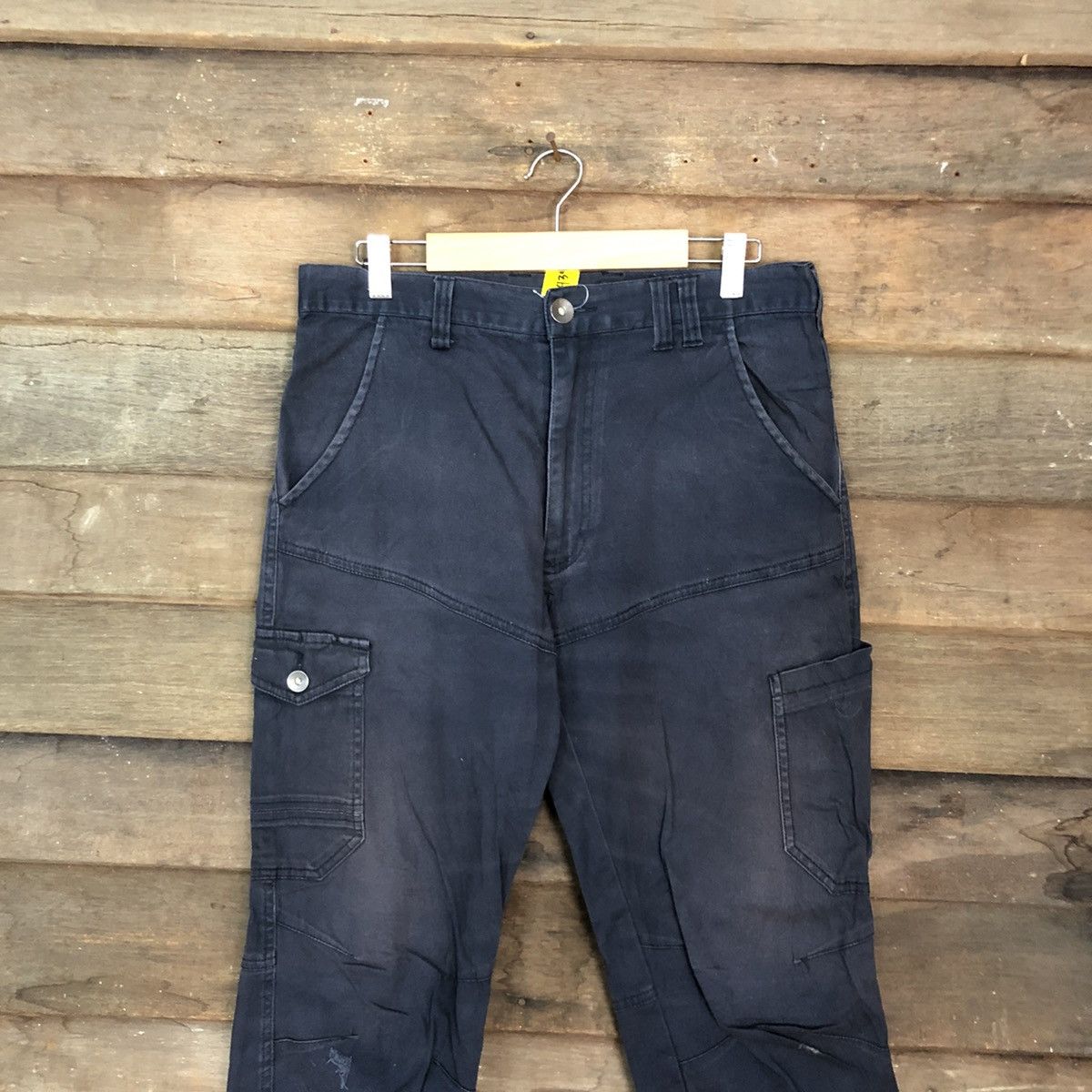 Japanese Brand Jogger Stretch Dark Blue faded utility Cargo Pants #4395 Size US 31 - 2 Thumbnail