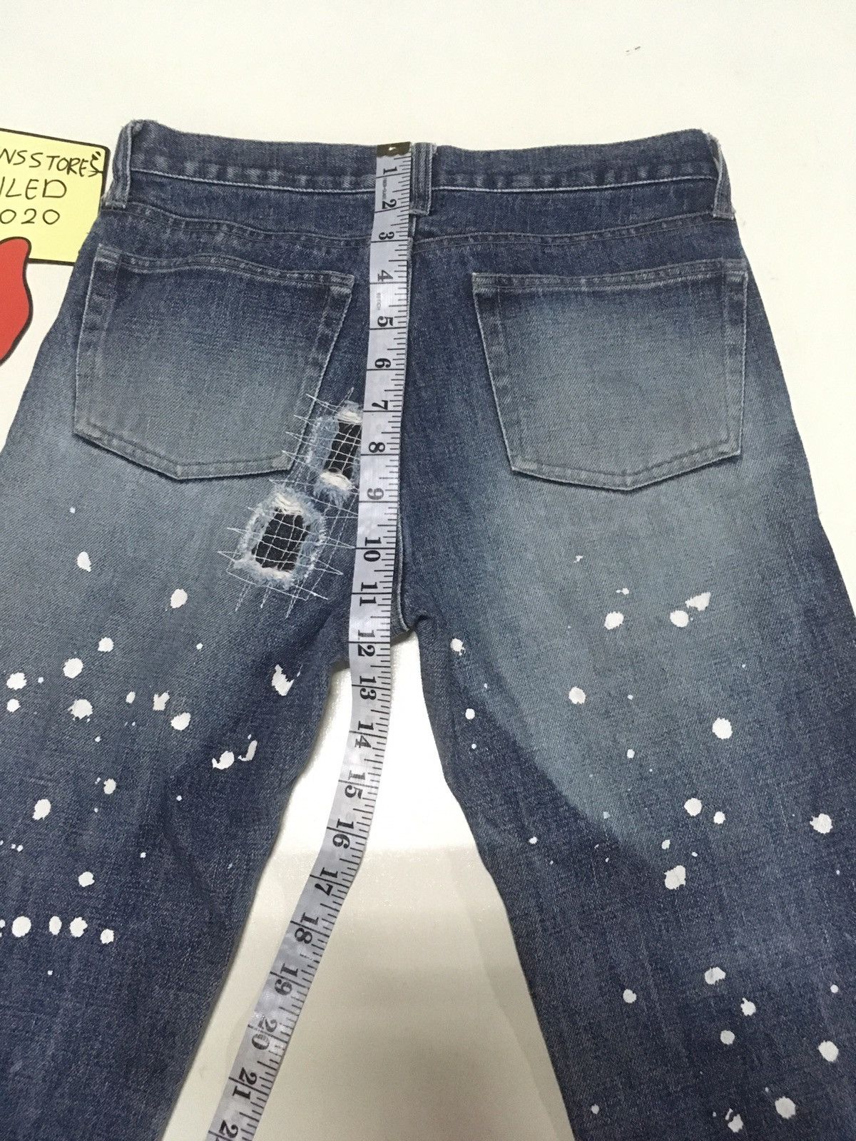 Japanese Brand × Vintage Vintage blue sure J art painting patch work distressed jean Size US 28 / EU 44 - 4 Thumbnail