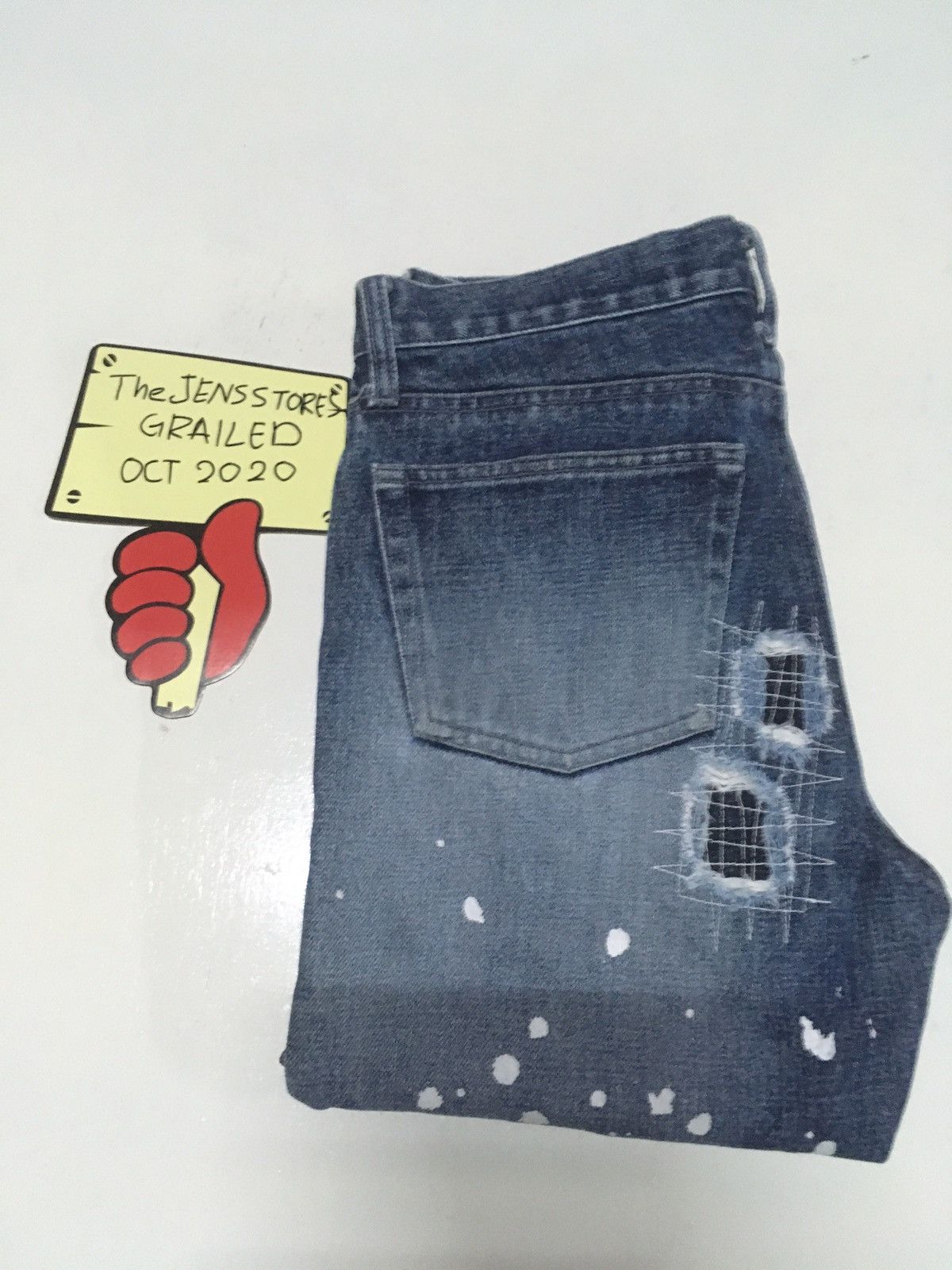 Japanese Brand × Vintage Vintage blue sure J art painting patch work distressed jean Size US 28 / EU 44 - 1 Thumbnail