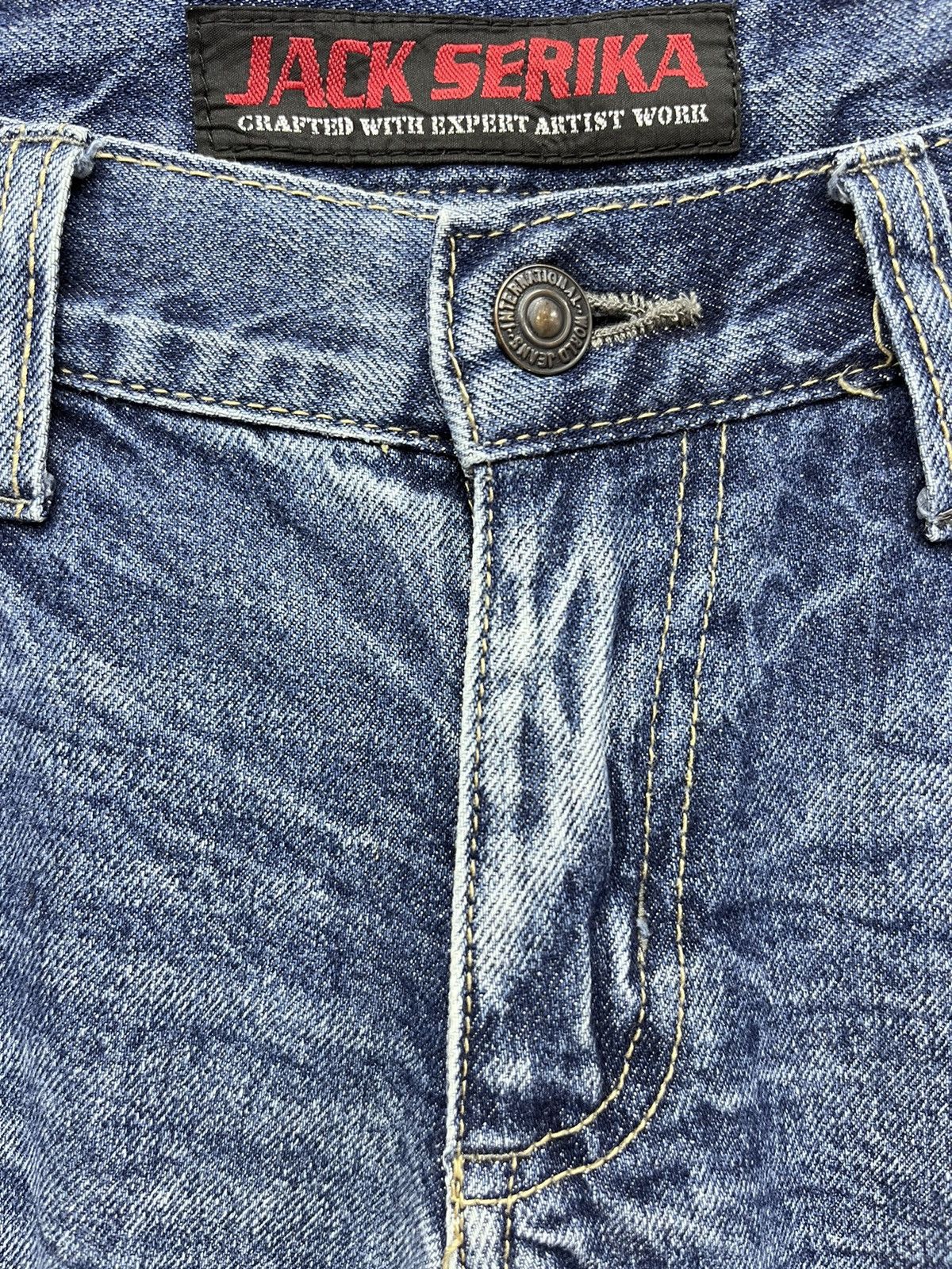 Vintage 🔥CRAFTED With Expert Artist Work Winged Flare Denim Pants Size US 31 - 9 Thumbnail