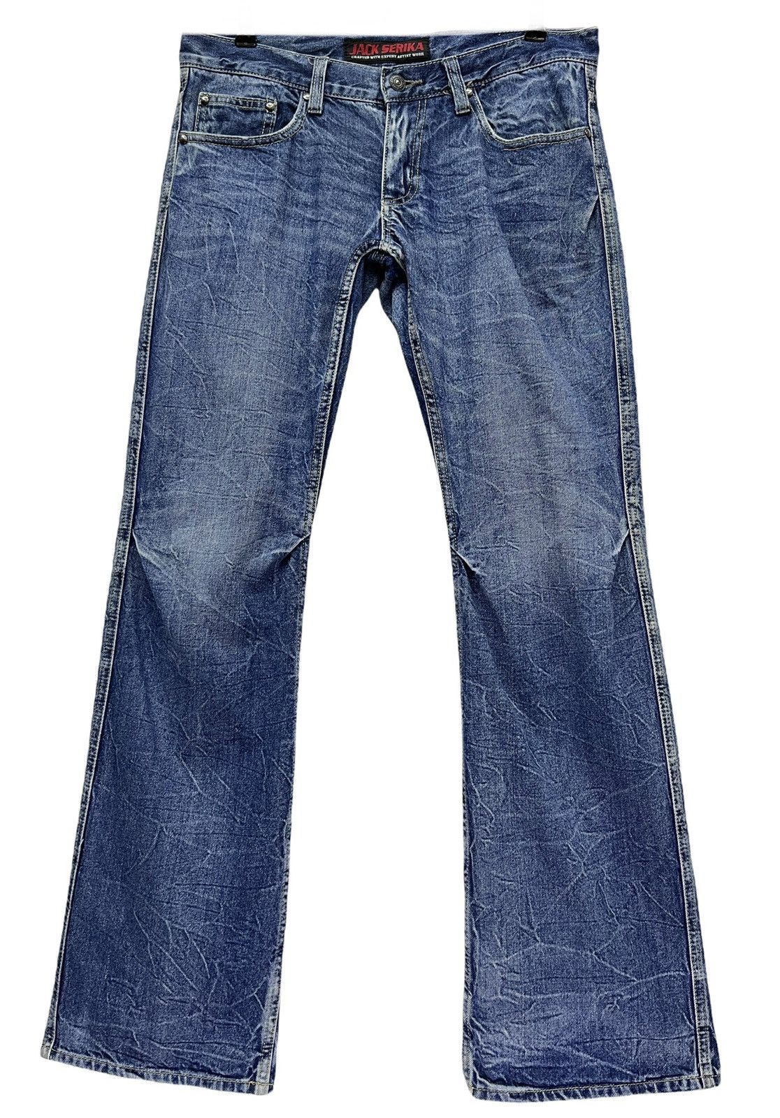 Vintage 🔥CRAFTED With Expert Artist Work Winged Flare Denim Pants Size US 31 - 7 Thumbnail
