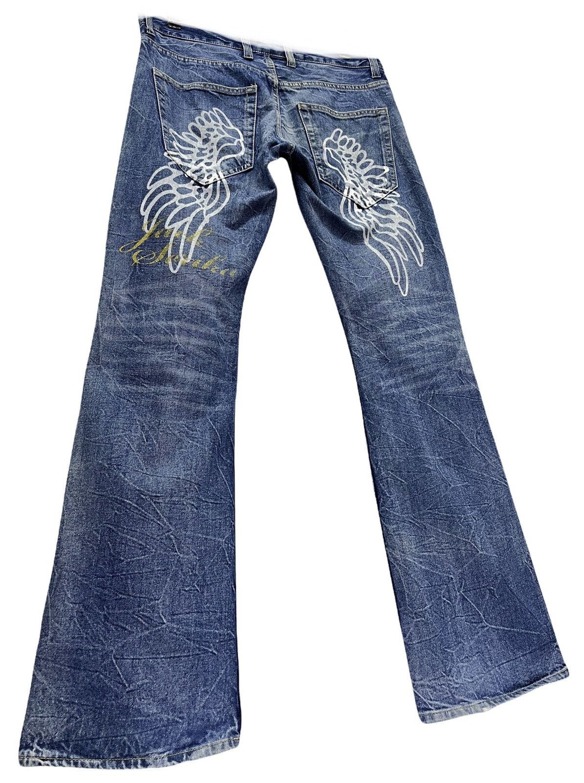 Vintage 🔥CRAFTED With Expert Artist Work Winged Flare Denim Pants Size US 31 - 5 Thumbnail