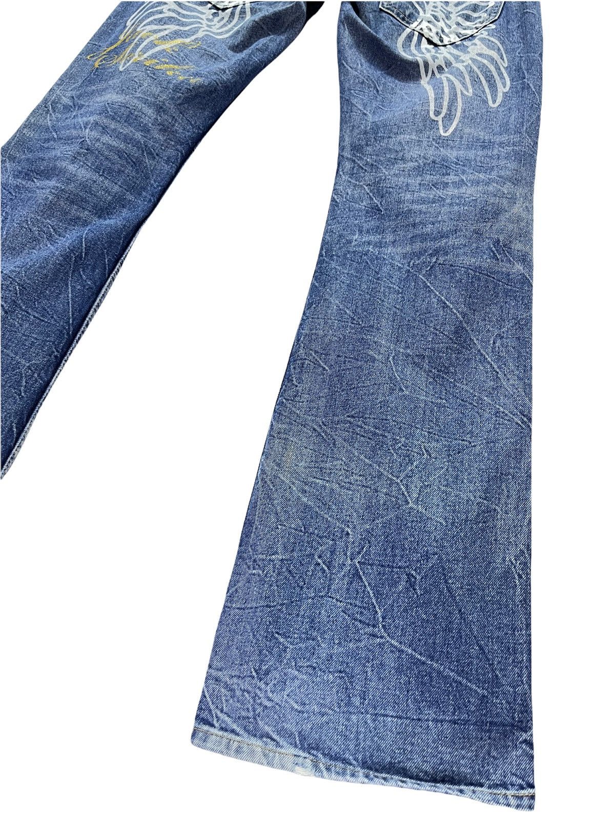 Vintage 🔥CRAFTED With Expert Artist Work Winged Flare Denim Pants Size US 31 - 6 Thumbnail