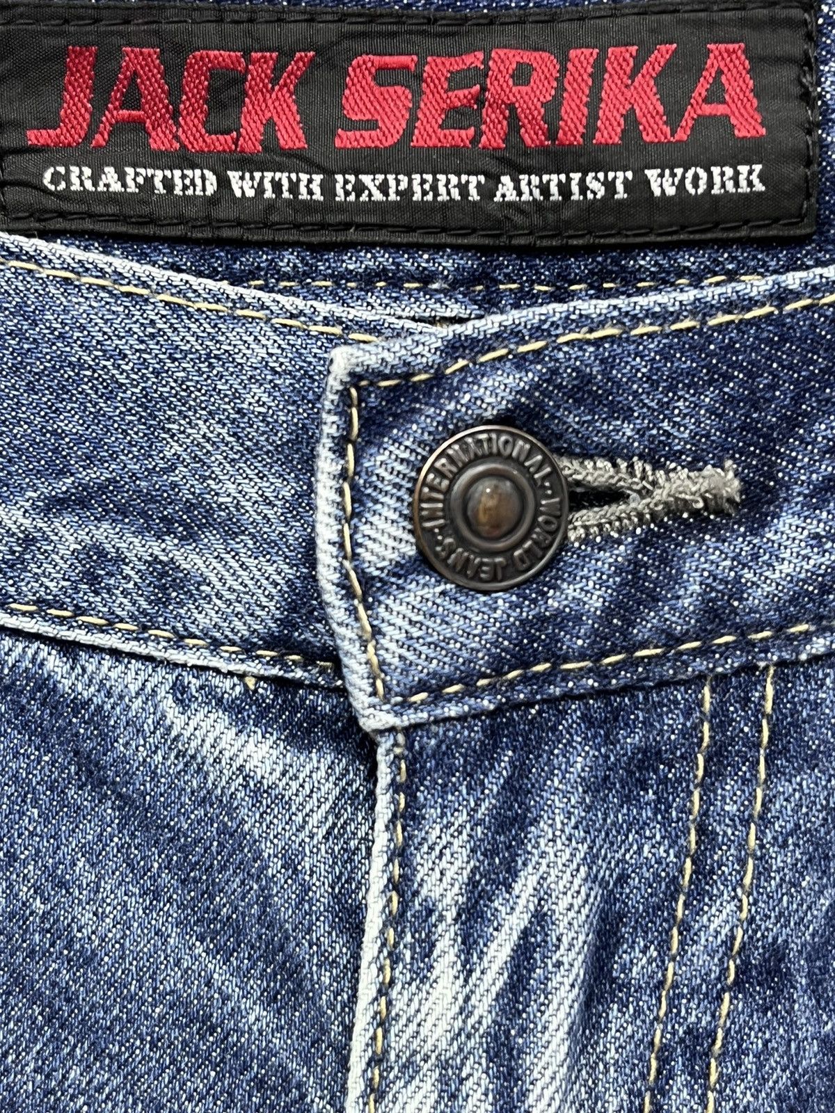 Vintage 🔥CRAFTED With Expert Artist Work Winged Flare Denim Pants Size US 31 - 10 Thumbnail