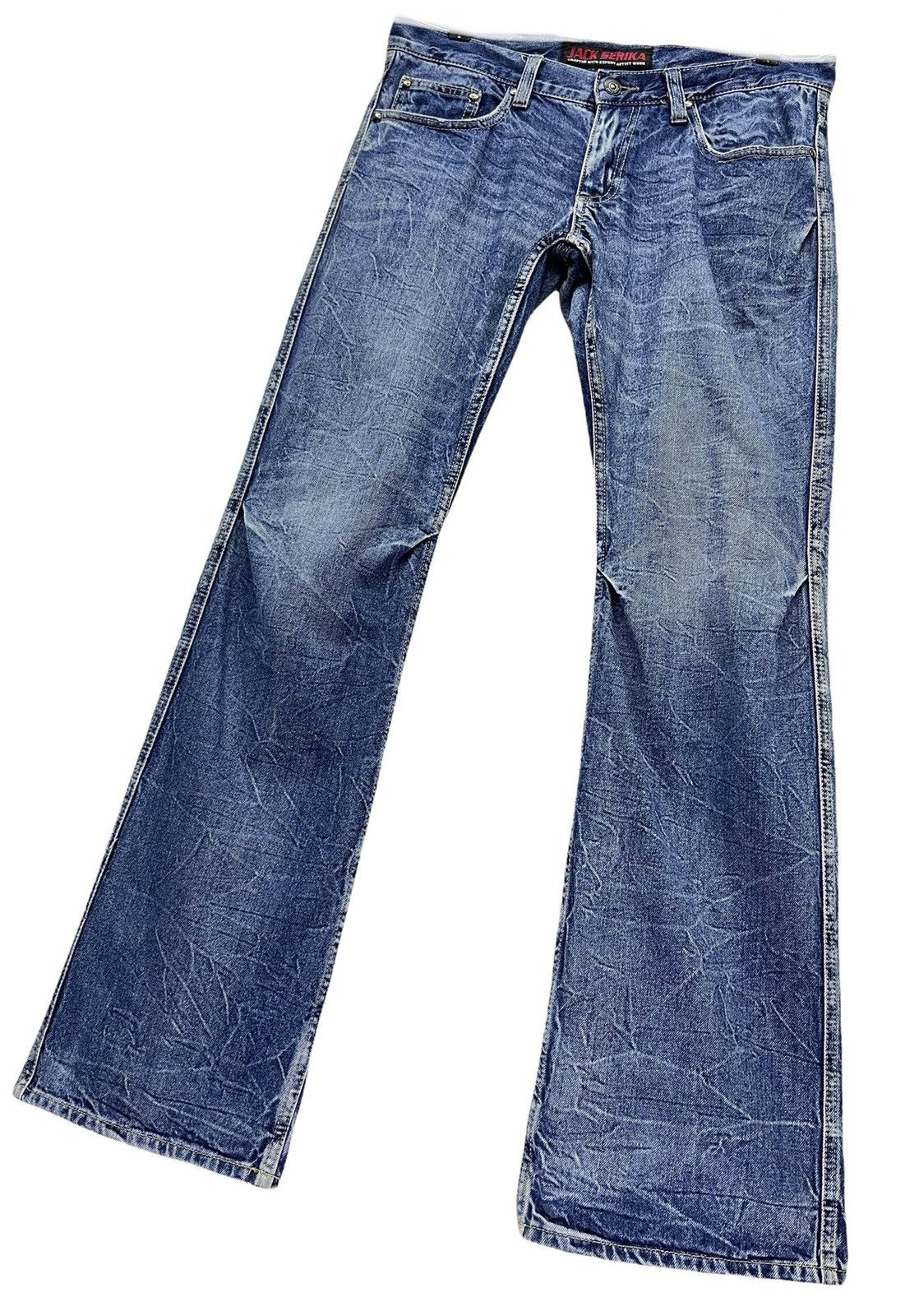 Vintage 🔥CRAFTED With Expert Artist Work Winged Flare Denim Pants Size US 31 - 8 Thumbnail