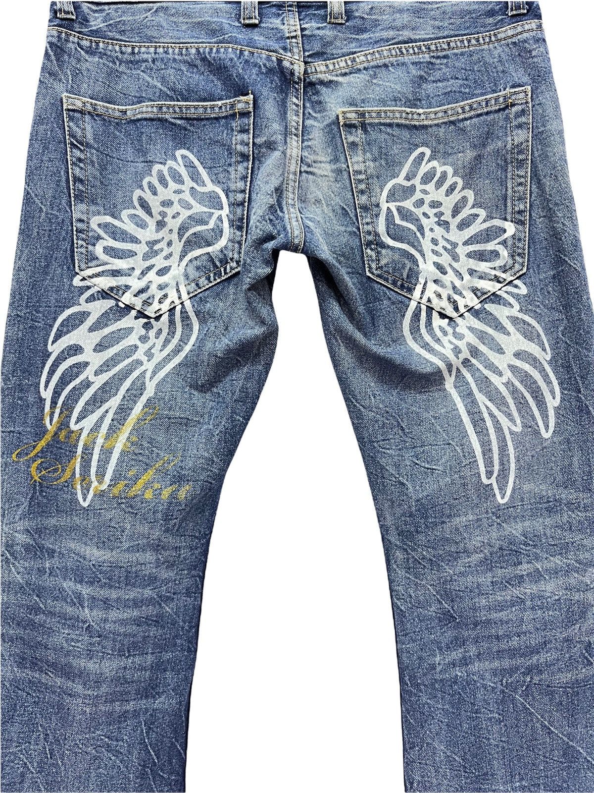 Vintage 🔥CRAFTED With Expert Artist Work Winged Flare Denim Pants Size US 31 - 4 Thumbnail