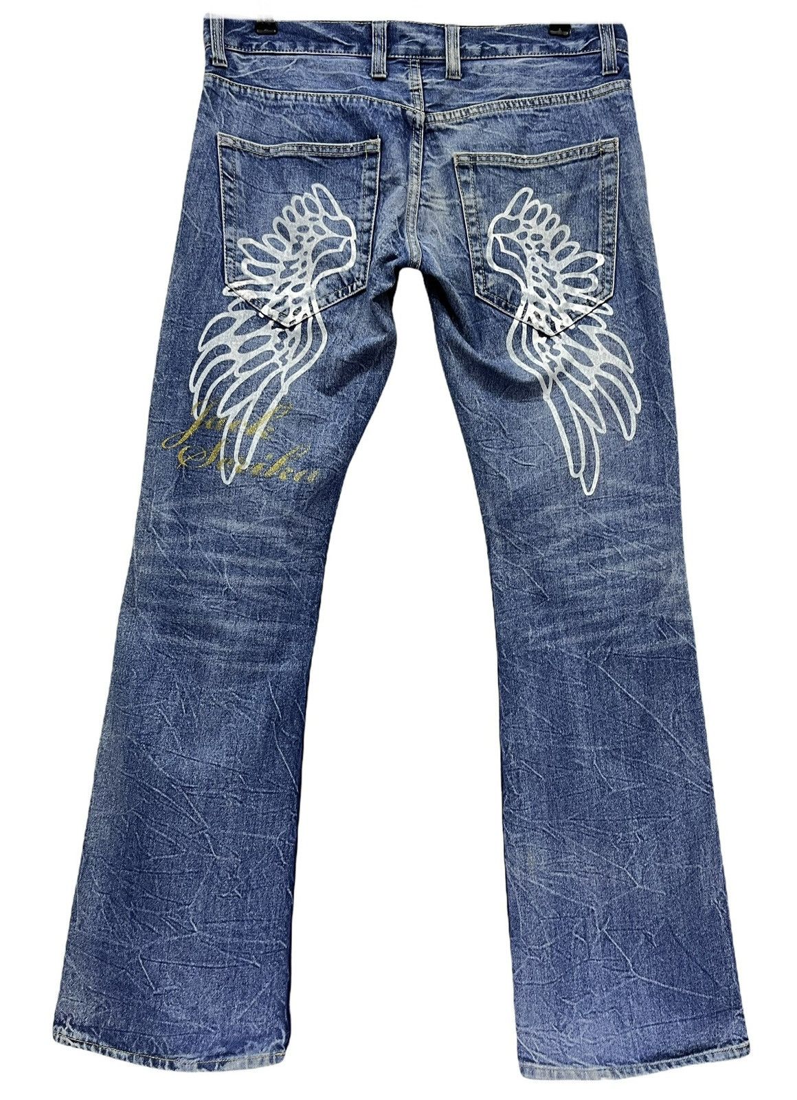 Vintage 🔥CRAFTED With Expert Artist Work Winged Flare Denim Pants Size US 31 - 3 Thumbnail