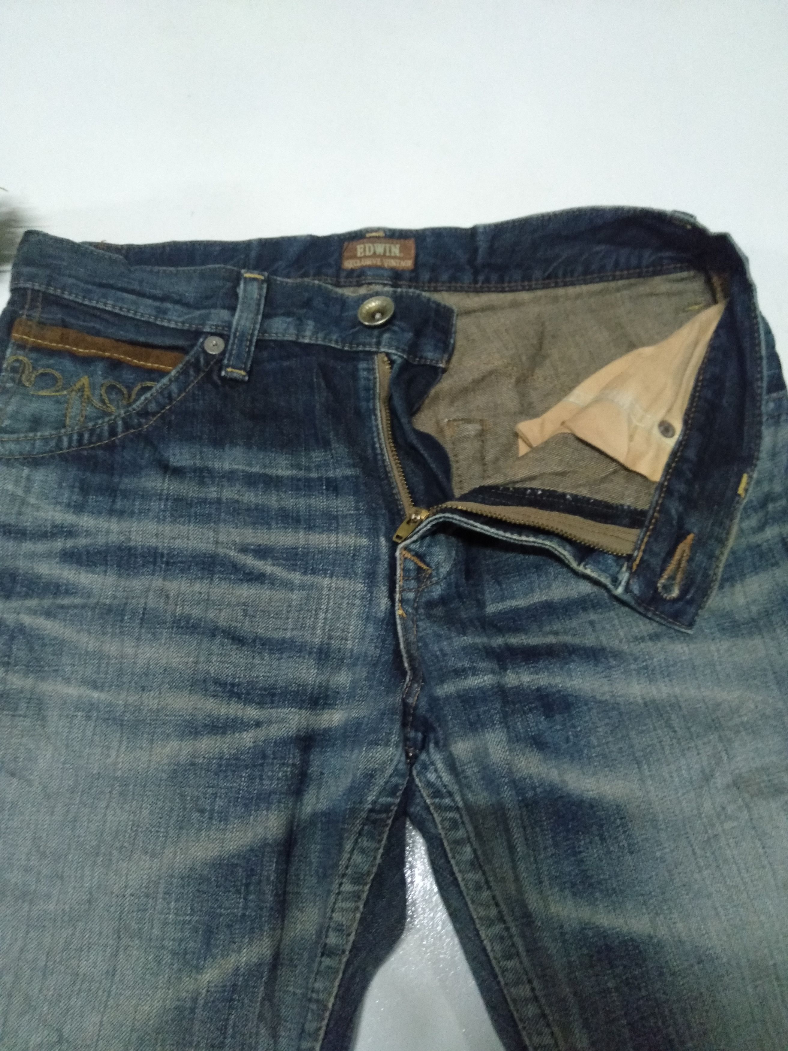 Edwin × Japanese Brand × Vintage Edwin exclusive vintage distressed jeans Japan Size US 33 - 5 Thumbnail