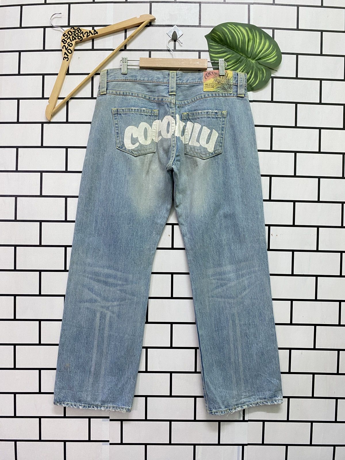 image of Designer Japan Made Cocolulu Printed Lightwash Denim Pants in Blue, Men's (Size 33)