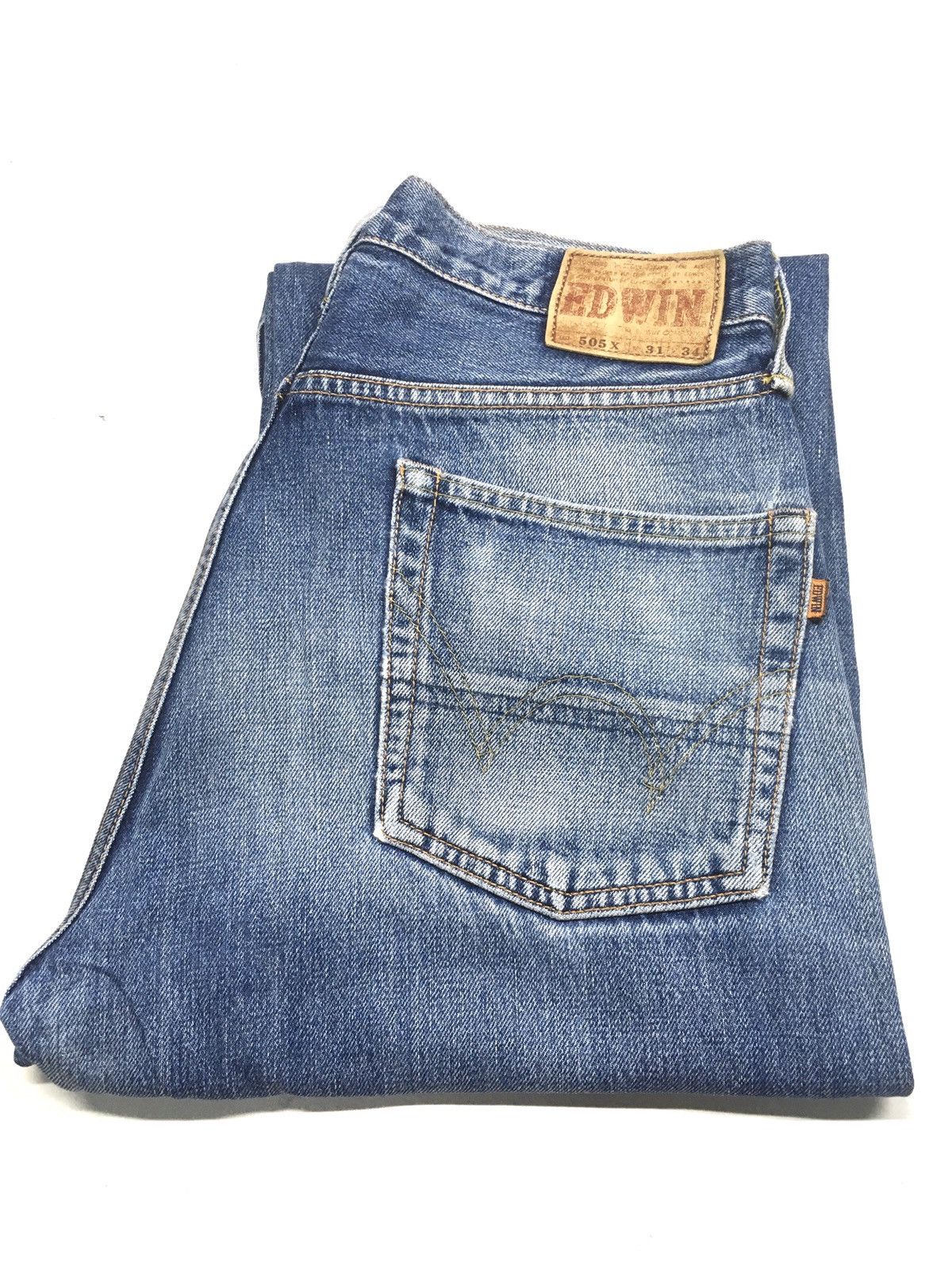 image of Distressed Denim x Edwin Vintage Edwin Lot 505X Distressed Selvedge Denim Japan in Blue (Size 30)