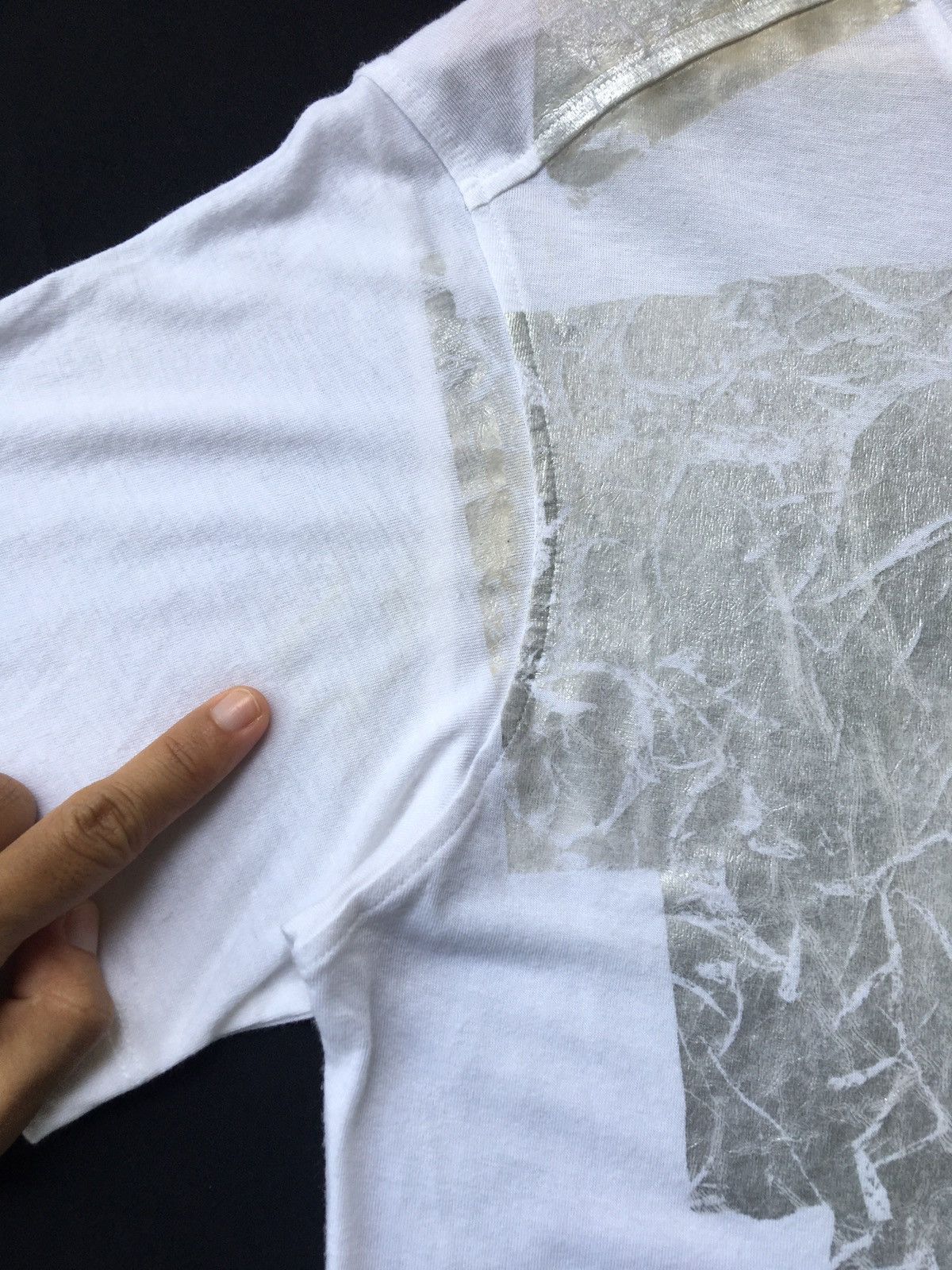 Helmut Lang Rarest Helmut Lang Silver Printed White Tshirt Size US M / EU 48-50 / 2 - 9 Thumbnail