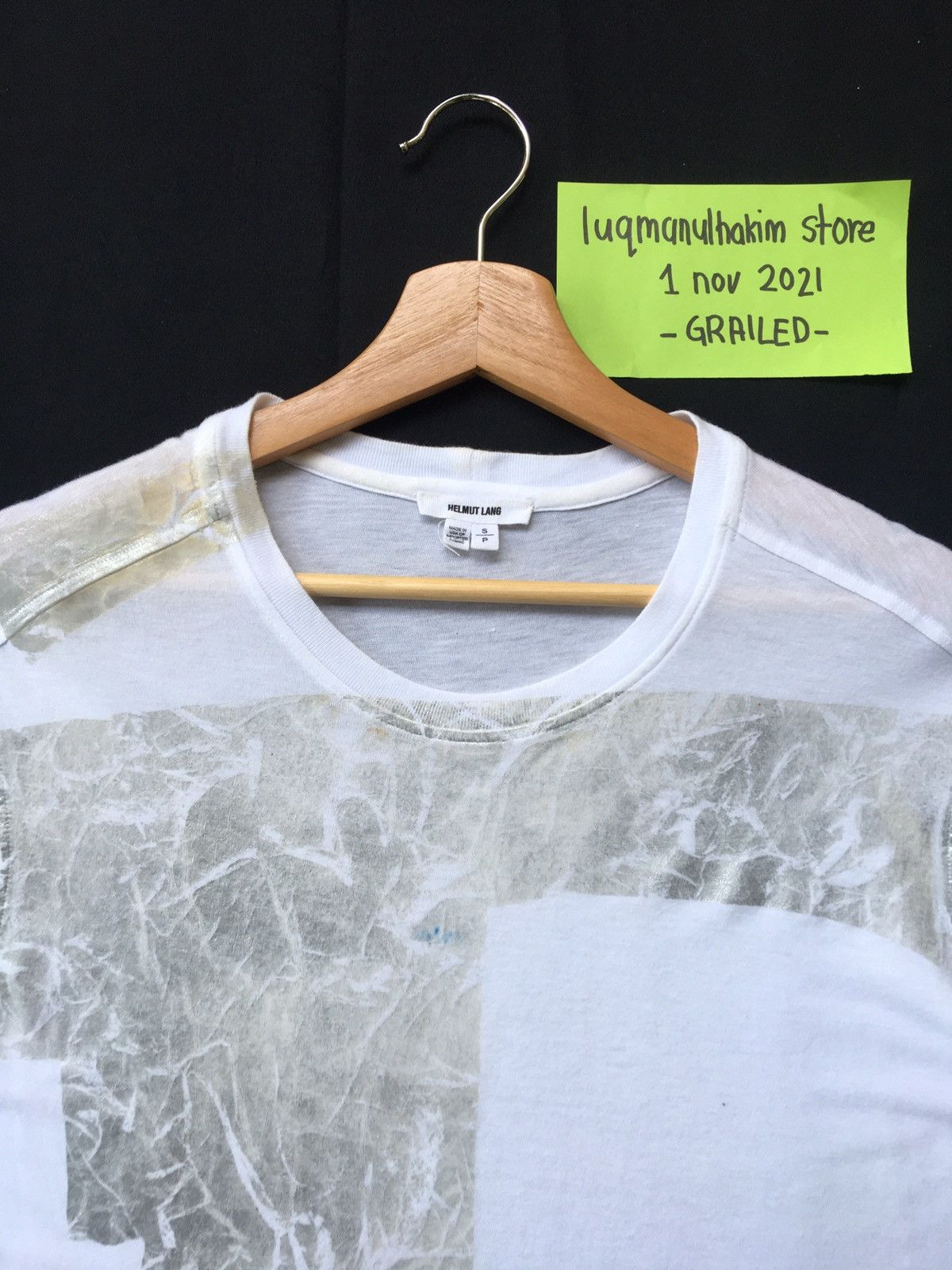 Helmut Lang Rarest Helmut Lang Silver Printed White Tshirt Size US M / EU 48-50 / 2 - 7 Thumbnail