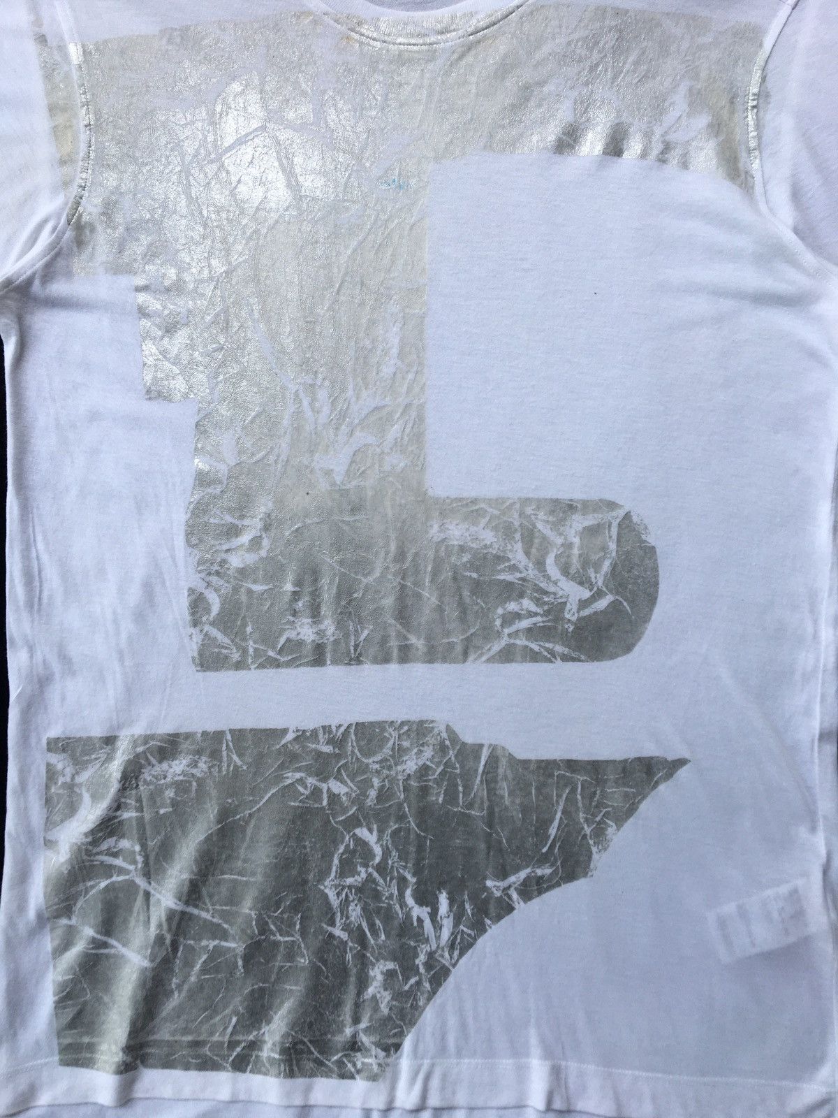 Helmut Lang Rarest Helmut Lang Silver Printed White Tshirt Size US M / EU 48-50 / 2 - 6 Thumbnail