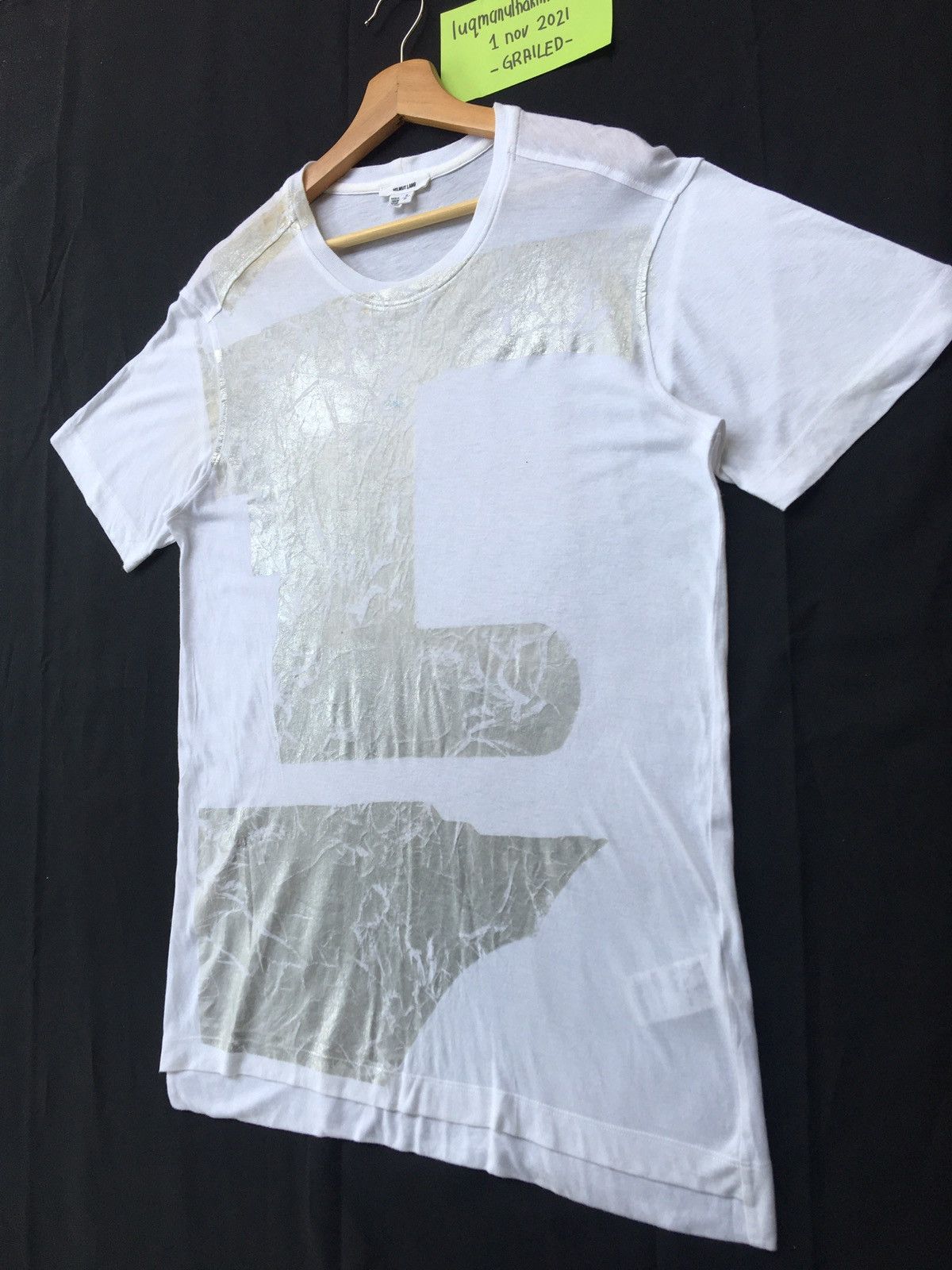 Helmut Lang Rarest Helmut Lang Silver Printed White Tshirt Size US M / EU 48-50 / 2 - 3 Thumbnail
