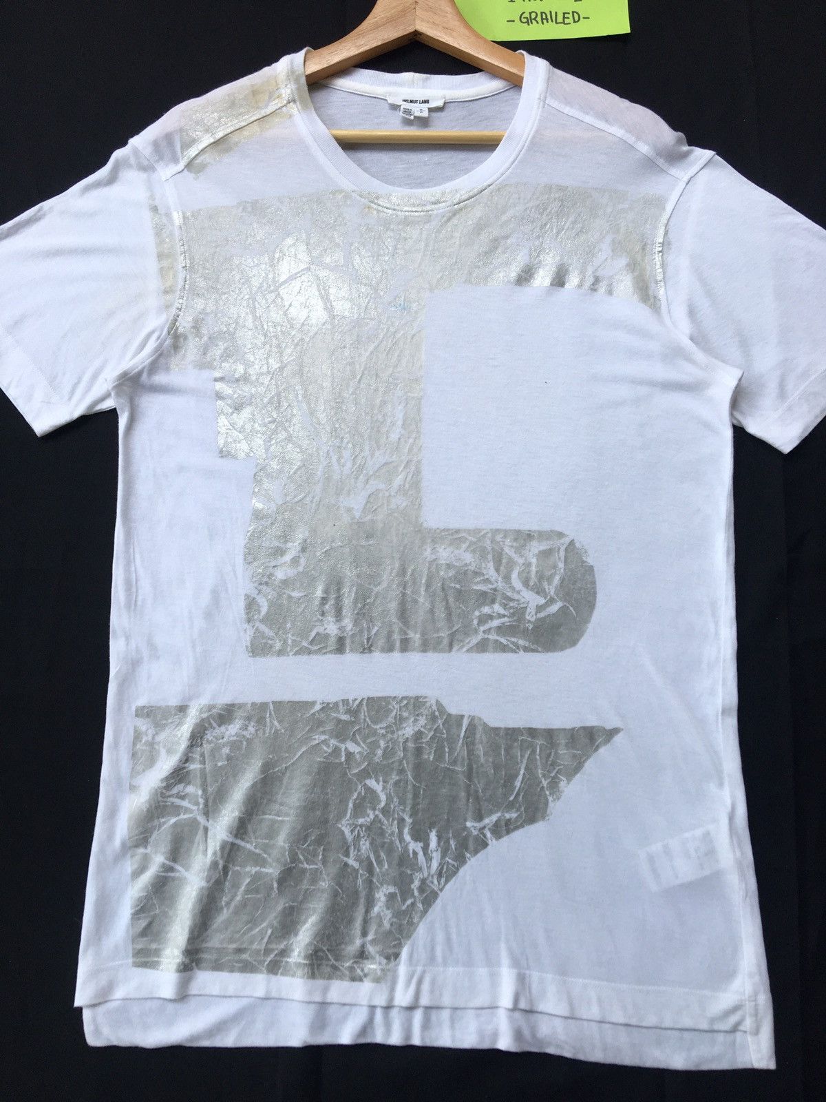 Helmut Lang Rarest Helmut Lang Silver Printed White Tshirt Size US M / EU 48-50 / 2 - 4 Thumbnail