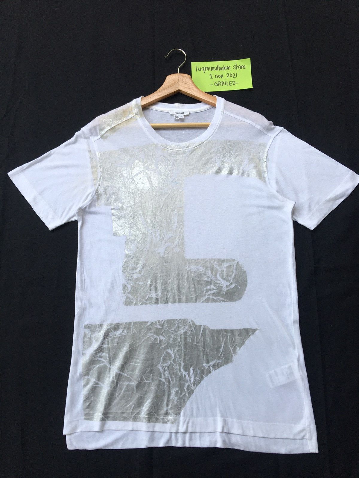 Helmut Lang Rarest Helmut Lang Silver Printed White Tshirt Size US M / EU 48-50 / 2 - 5 Thumbnail
