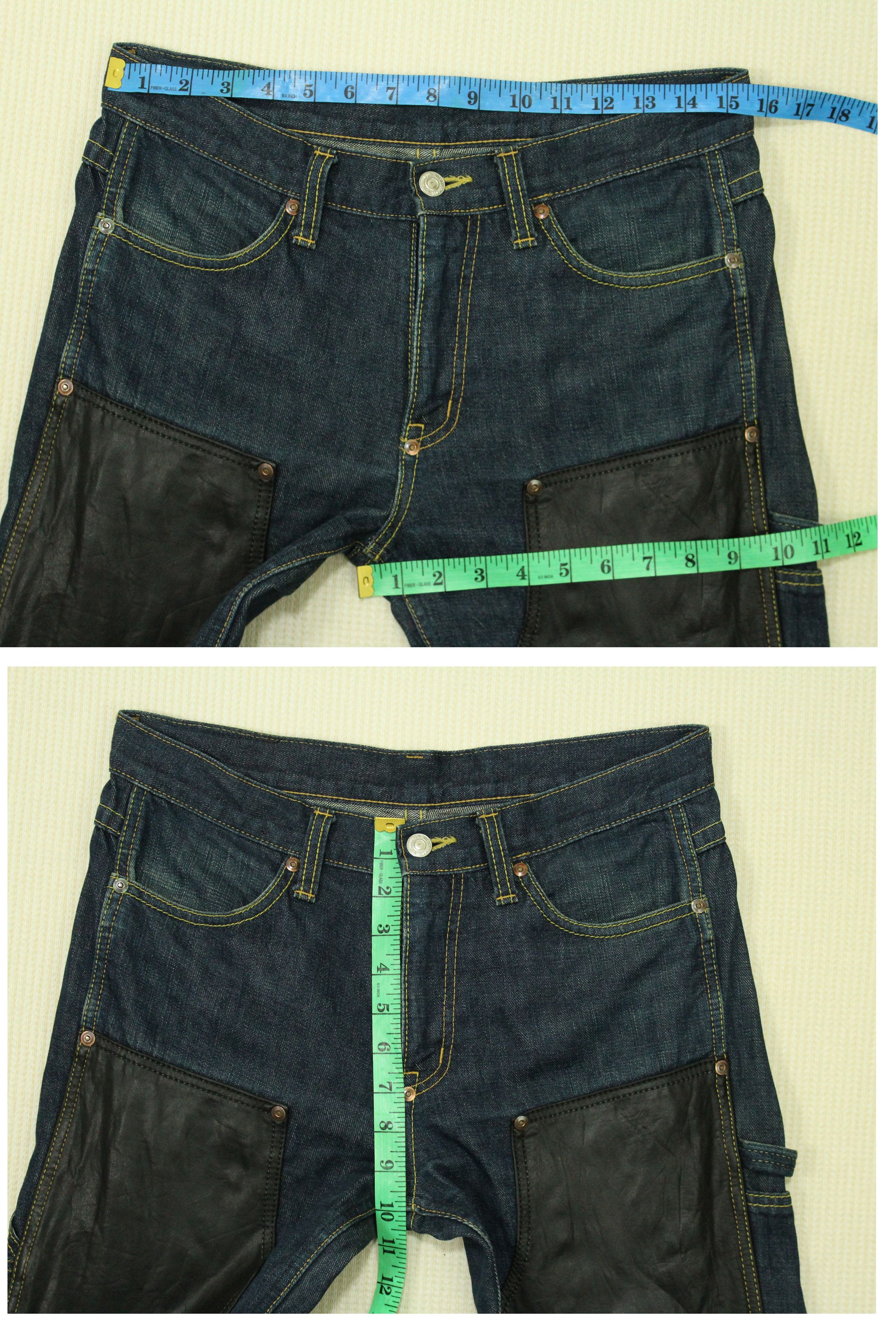 Redmoon Flared Leather Double Knee REDMOON Carpenter Denim Size US 31 - 15 Thumbnail