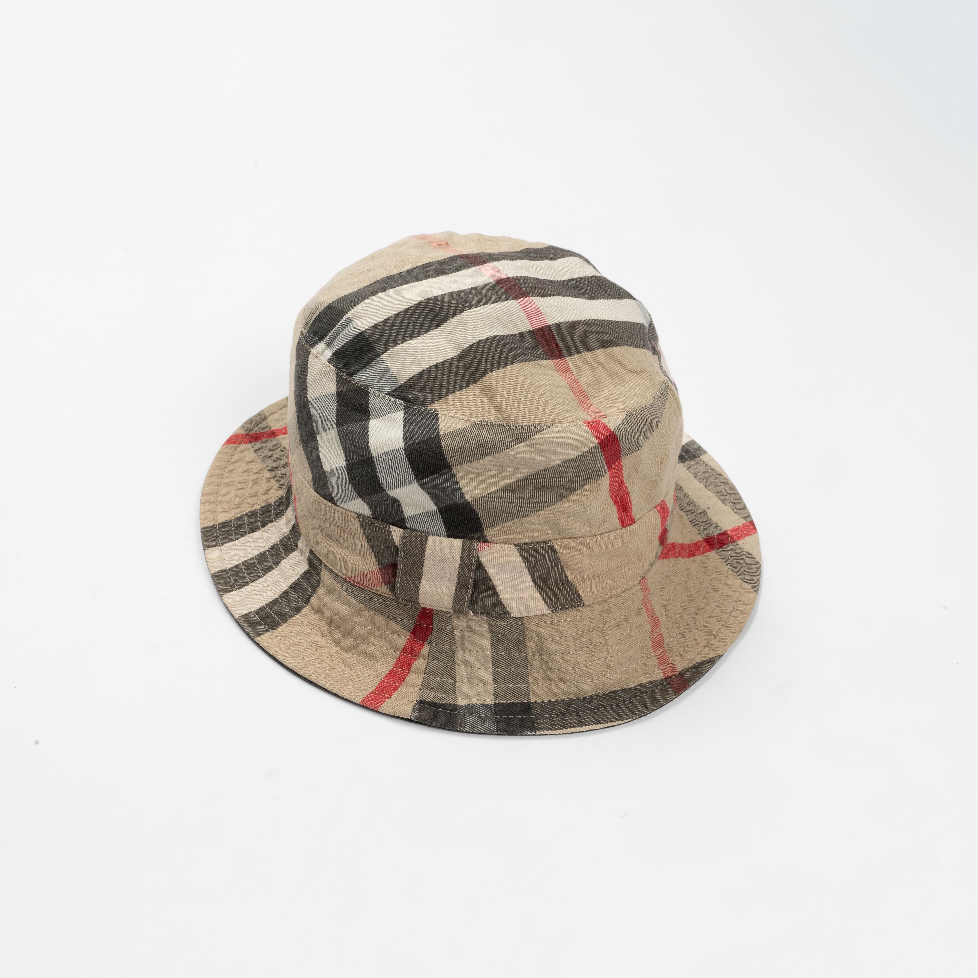Pre-owned Burberry X Vintage Burberry Check Bucket Hat In Beige
