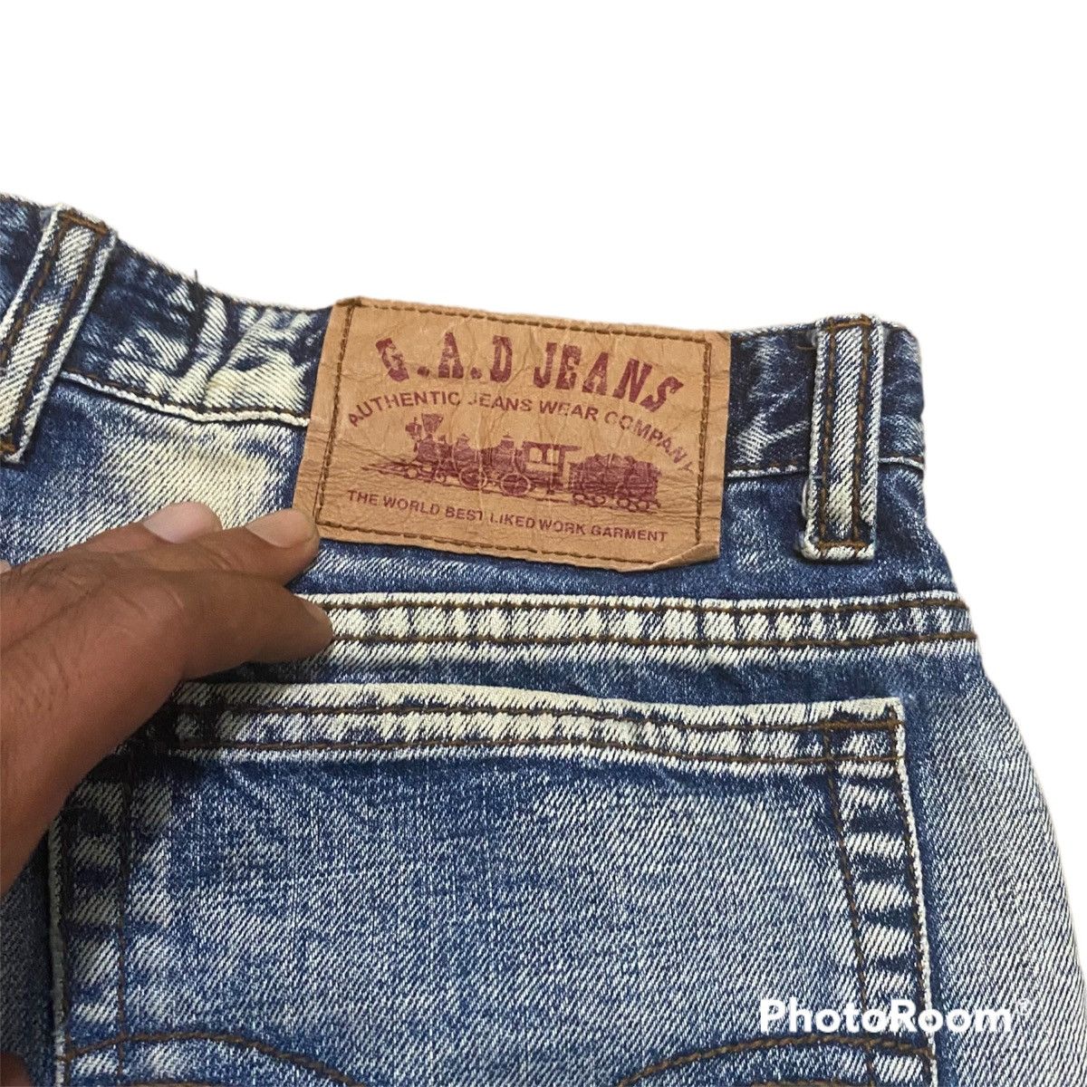 Japanese Brand Vintage 33x30 GADJ Splatter Paint Spell Out Denim Jeans Size US 33 - 10 Thumbnail