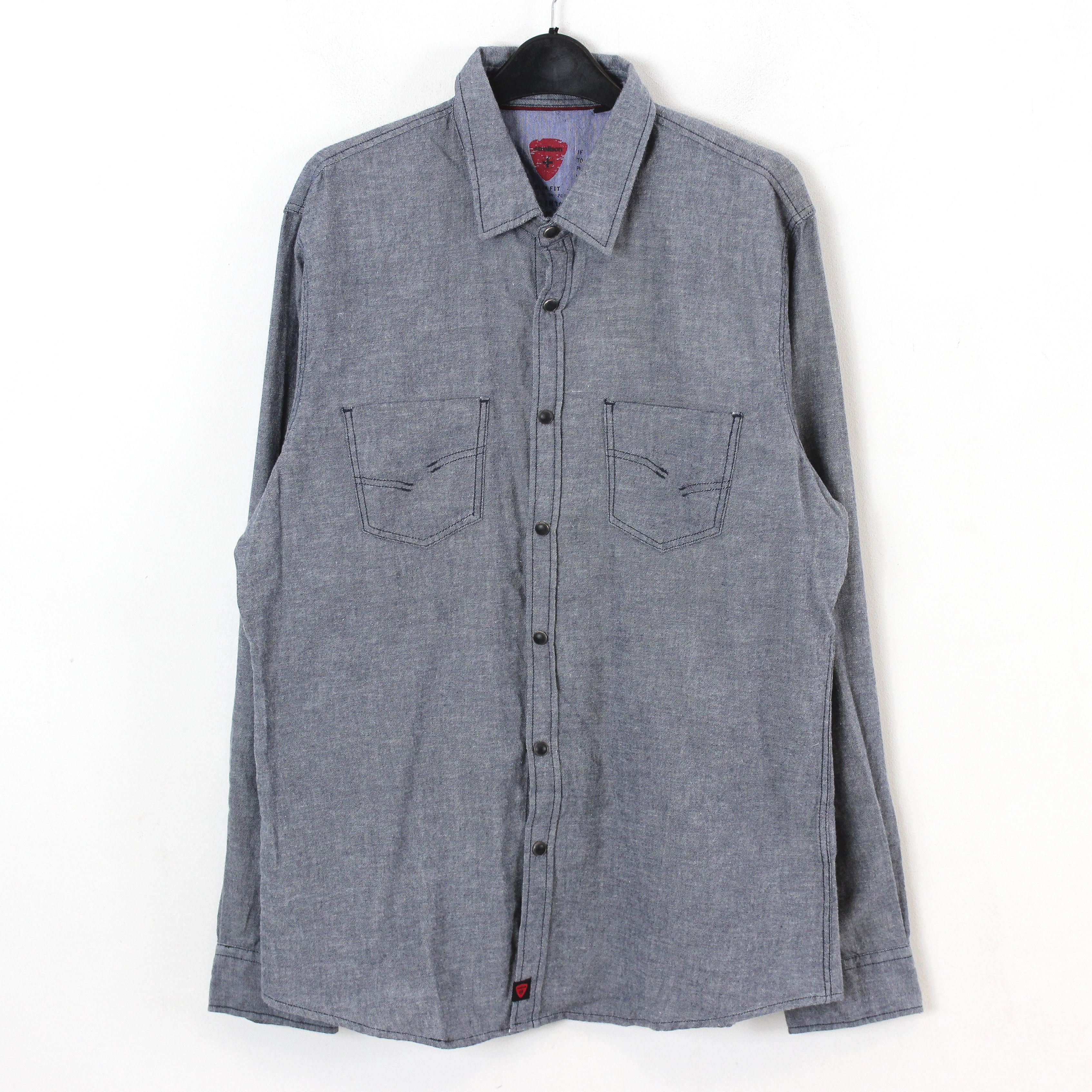 K-Swiss × Strellson Pluto-W Light Blue Shirt L Slim Fit Casual Snap Up Top Size US L / EU 52-54 / 3 - 1 Thumbnail