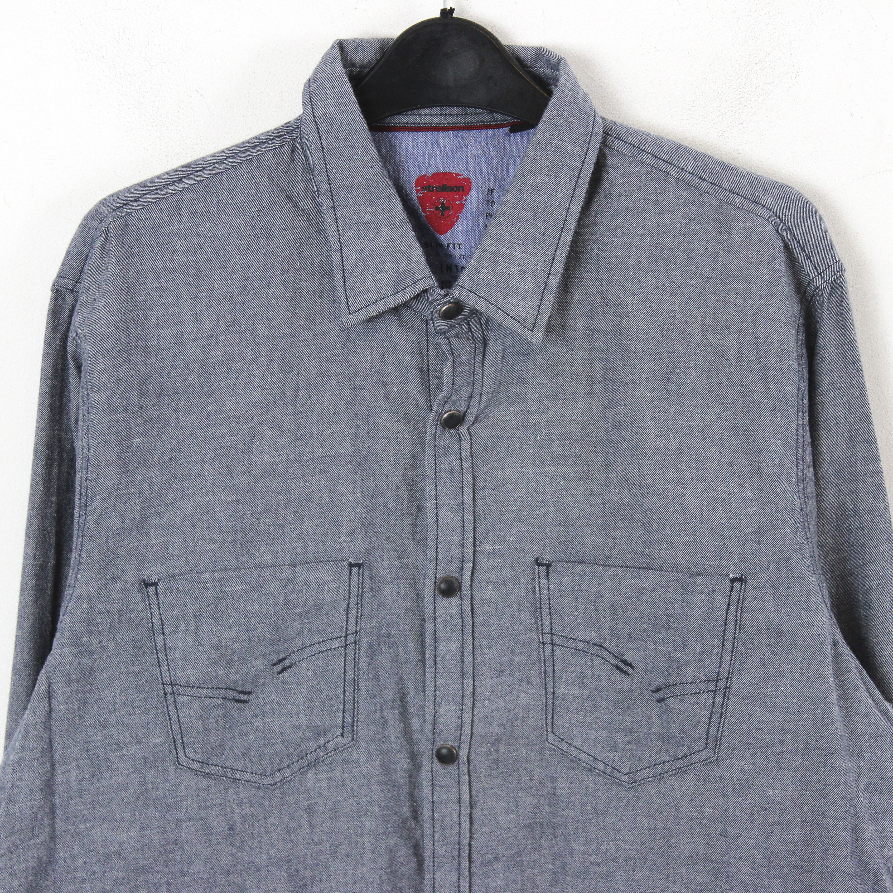 K-Swiss × Strellson Pluto-W Light Blue Shirt L Slim Fit Casual Snap Up Top Size US L / EU 52-54 / 3 - 3 Thumbnail