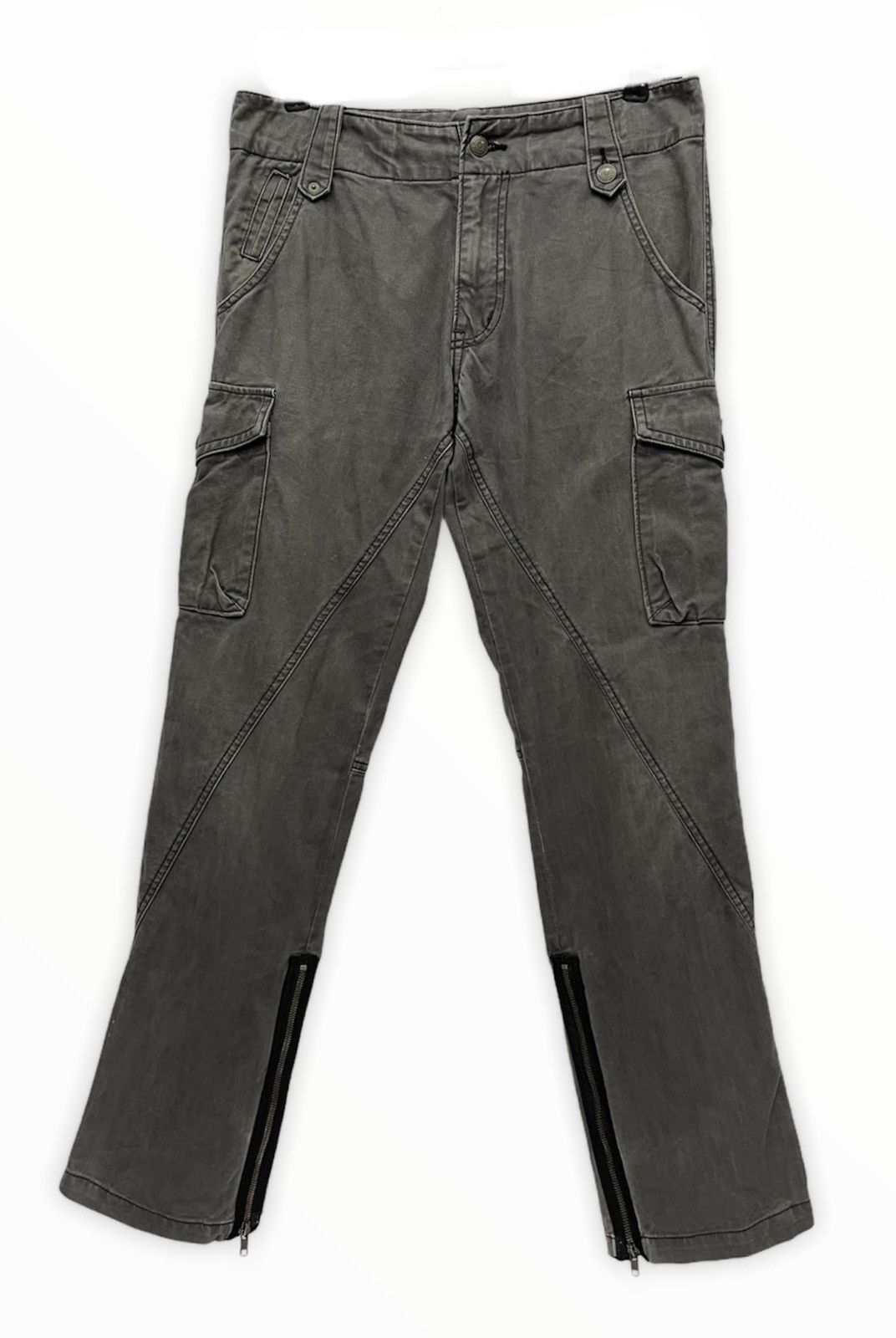 Katharine Hamnett London KATHARINE HAMNETT Slate Black Zipper Leg Flare Cargo Pants Size US 31 - 3 Thumbnail