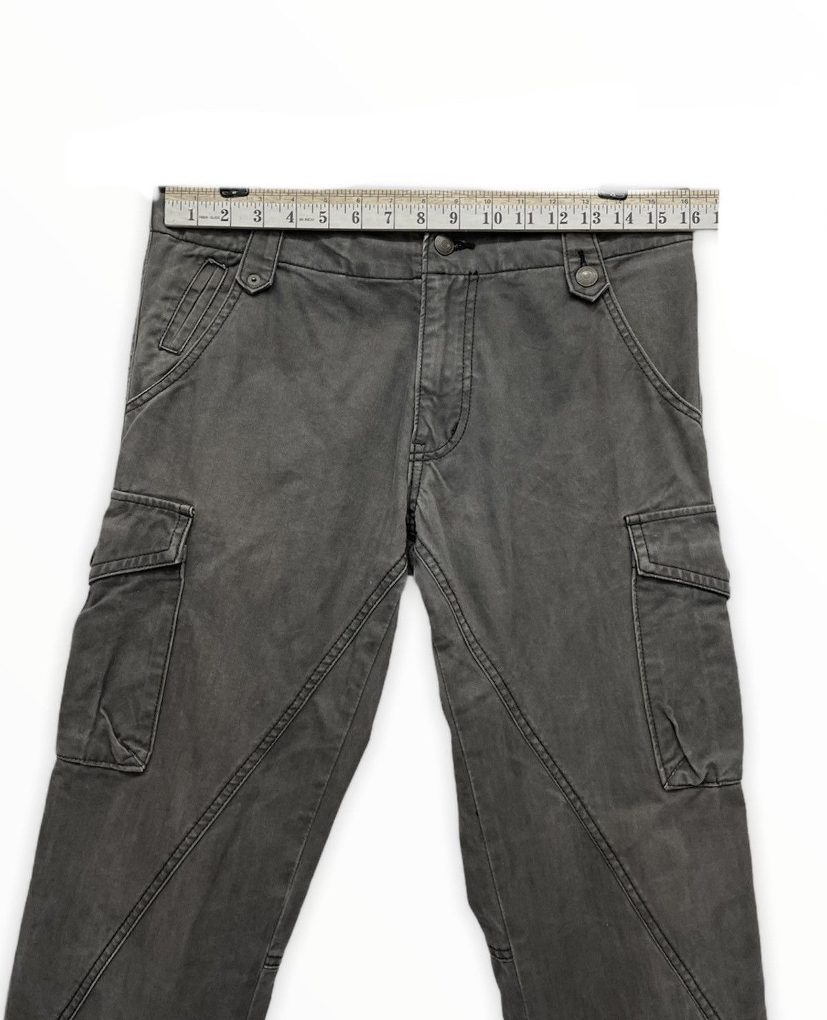 Katharine Hamnett London KATHARINE HAMNETT Slate Black Zipper Leg Flare Cargo Pants Size US 31 - 10 Thumbnail