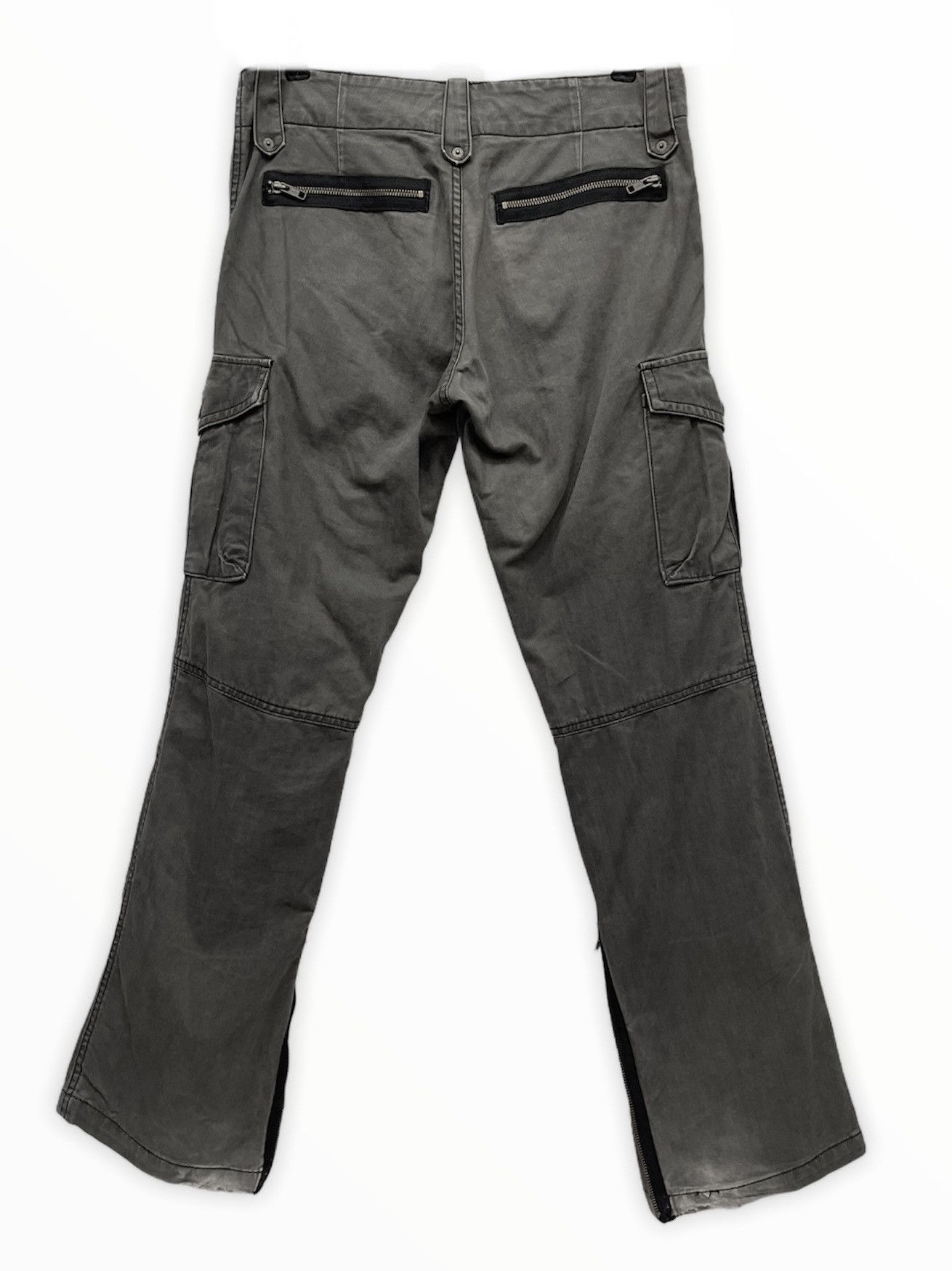 Katharine Hamnett London KATHARINE HAMNETT Slate Black Zipper Leg Flare Cargo Pants Size US 31 - 4 Thumbnail