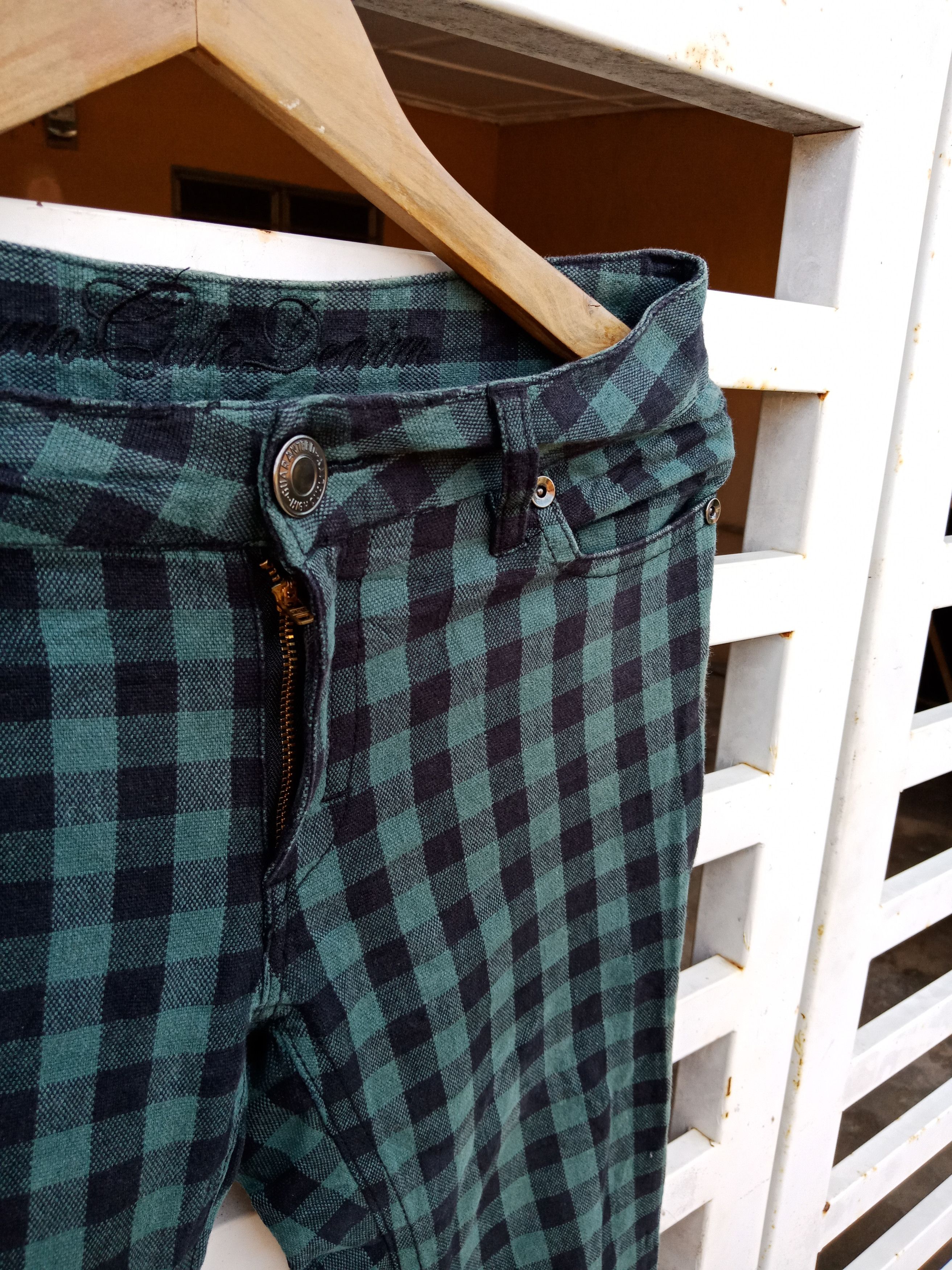 Japanese Brand × KMRii Began Cute Denim Tartan Checker Bondage Pants Size US 31 - 8 Thumbnail