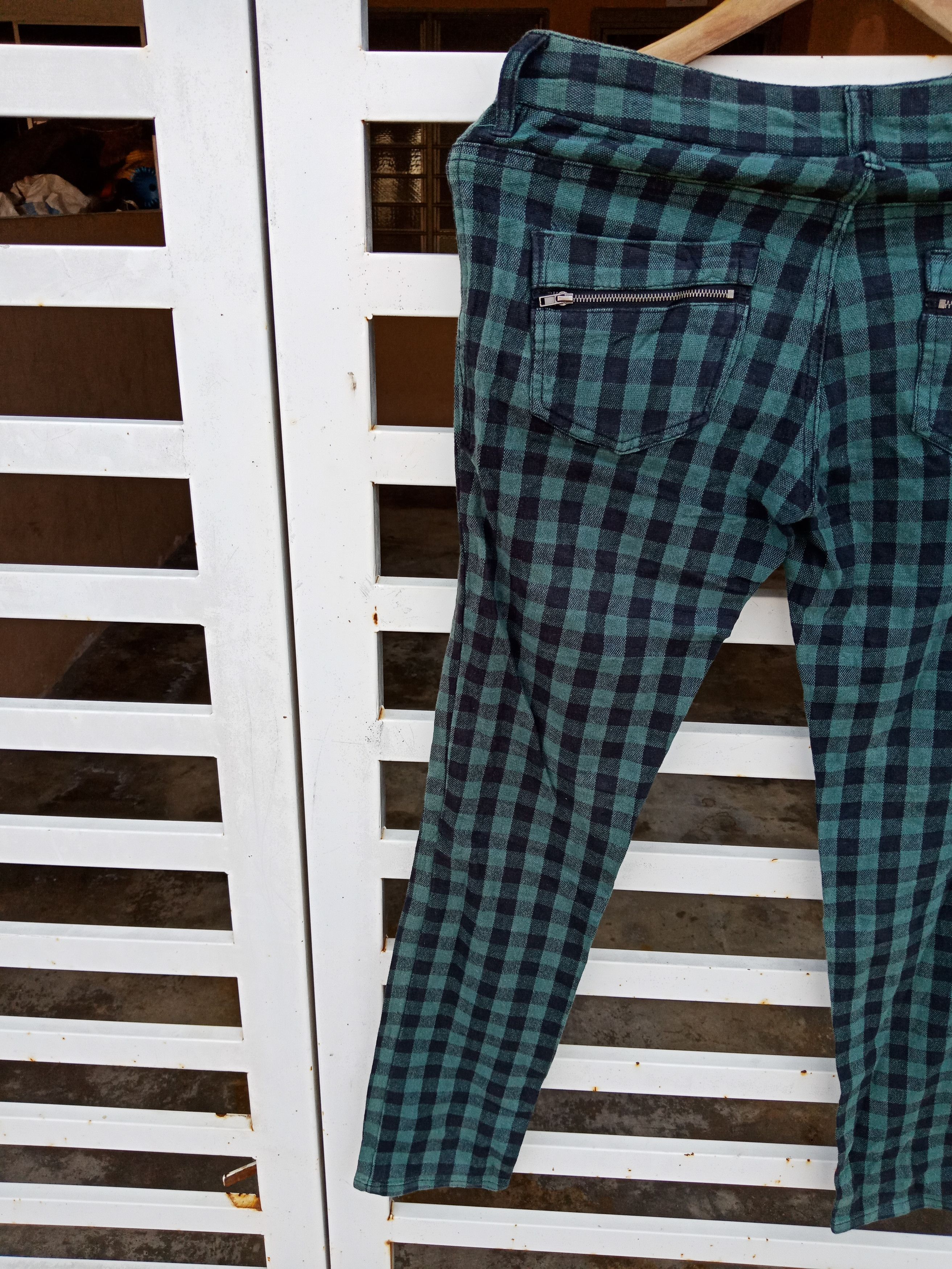 Japanese Brand × KMRii Began Cute Denim Tartan Checker Bondage Pants Size US 31 - 10 Thumbnail