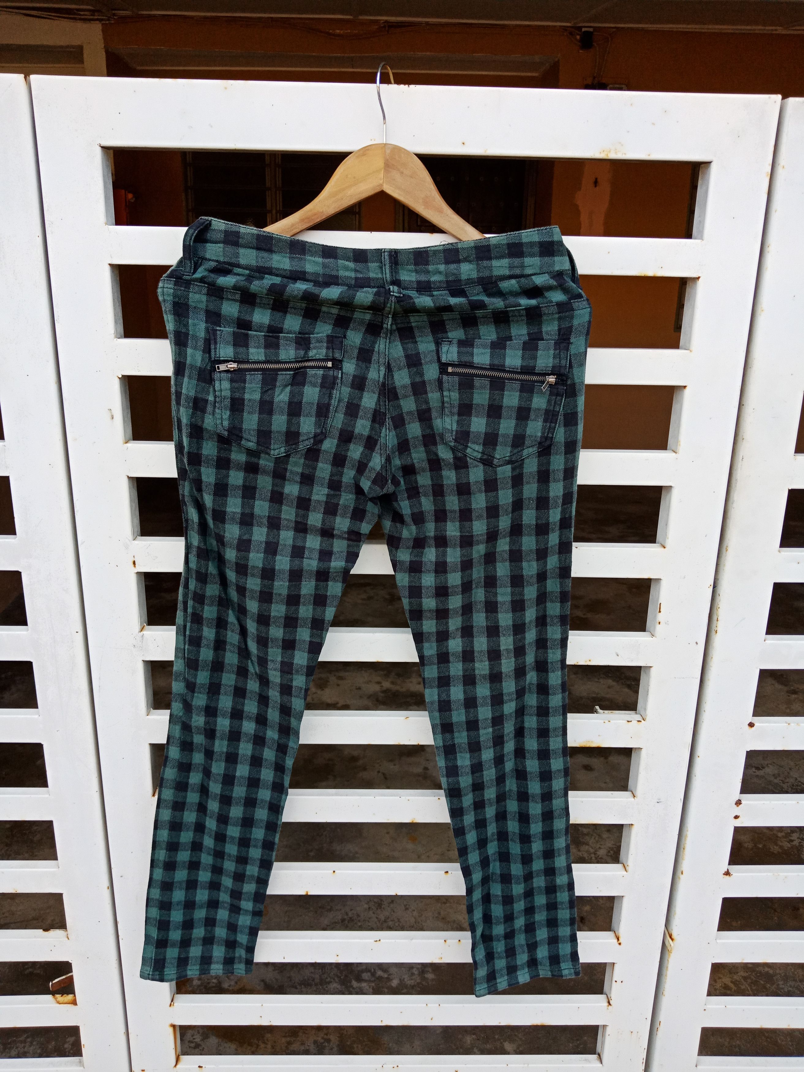 Japanese Brand × KMRii Began Cute Denim Tartan Checker Bondage Pants Size US 31 - 2 Thumbnail