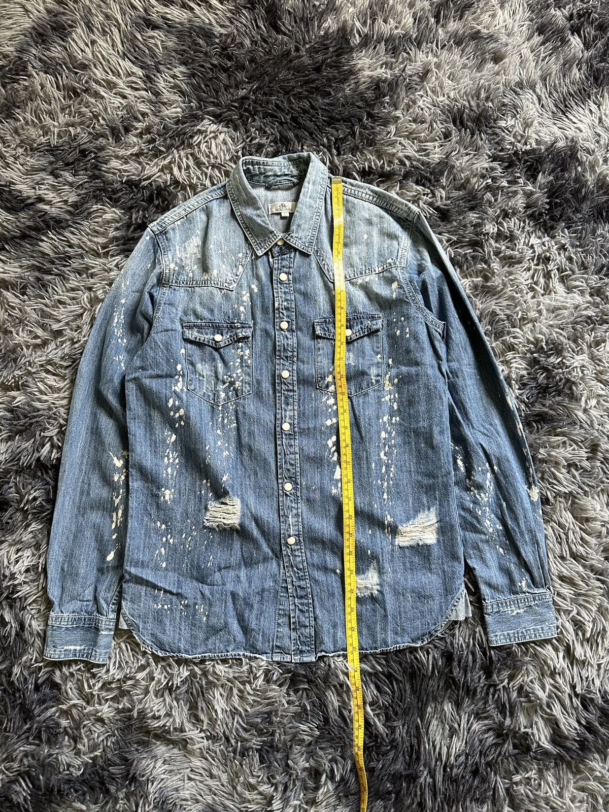 BERNINGS SHO Rare Bernings Sho trashed bleach denim snap button shirt Size US M / EU 48-50 / 2 - 5 Thumbnail