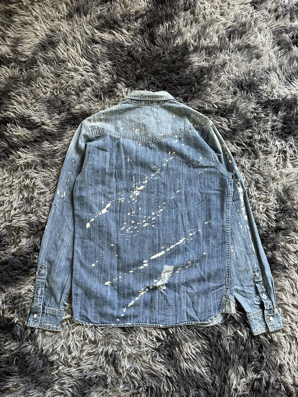 BERNINGS SHO Rare Bernings Sho trashed bleach denim snap button shirt Size US M / EU 48-50 / 2 - 10 Thumbnail