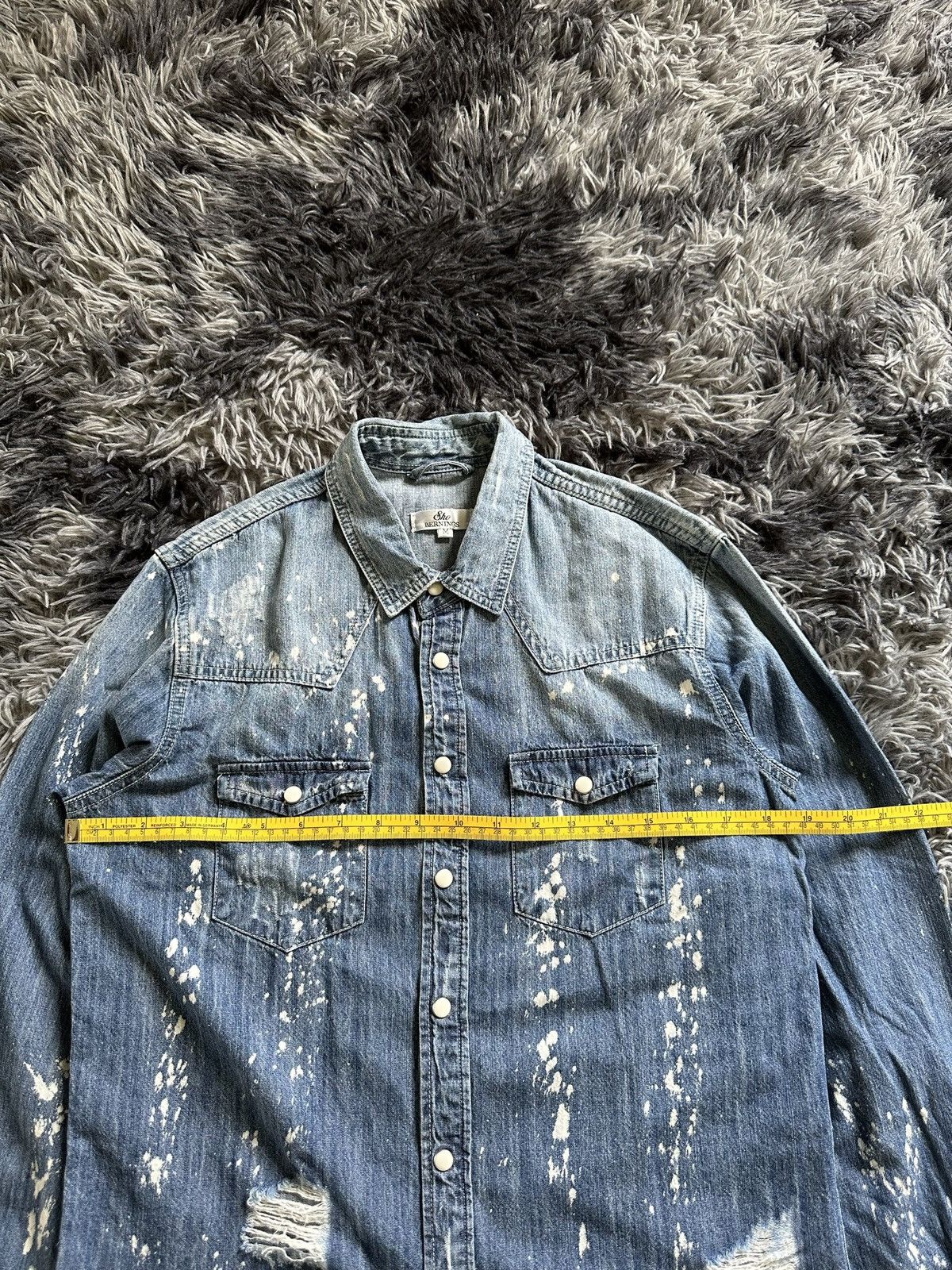 BERNINGS SHO Rare Bernings Sho trashed bleach denim snap button shirt Size US M / EU 48-50 / 2 - 6 Thumbnail